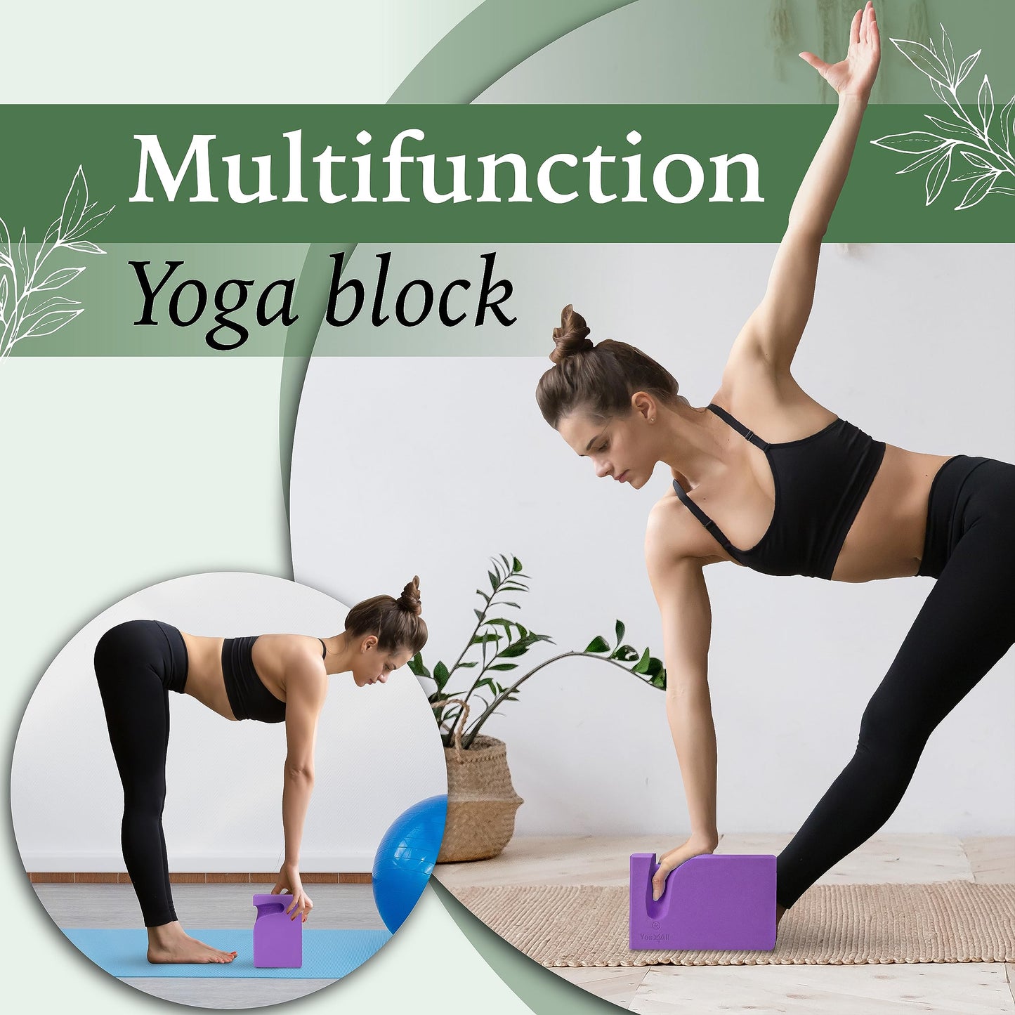 Yes4All Yoga Blocks 2 Pack Push Up Blocks Accessories, Comfort Wrist Support Equipment for Women Men Beginners, EVA Foam Brick for Grip Strength Balance Fitness and Exercise