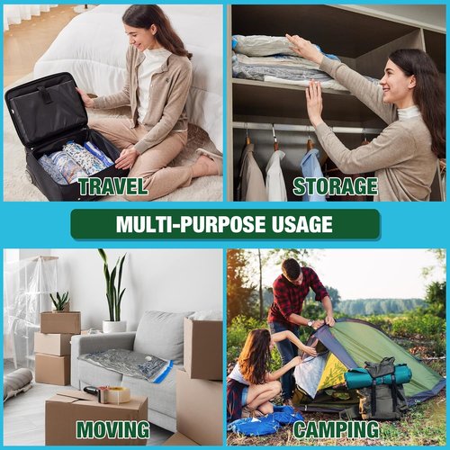 HIBAG Vacuum Storage Bags - 10 Jumbo & Large Space Saver Bags for Clothing & Bedding, Zipper Closure