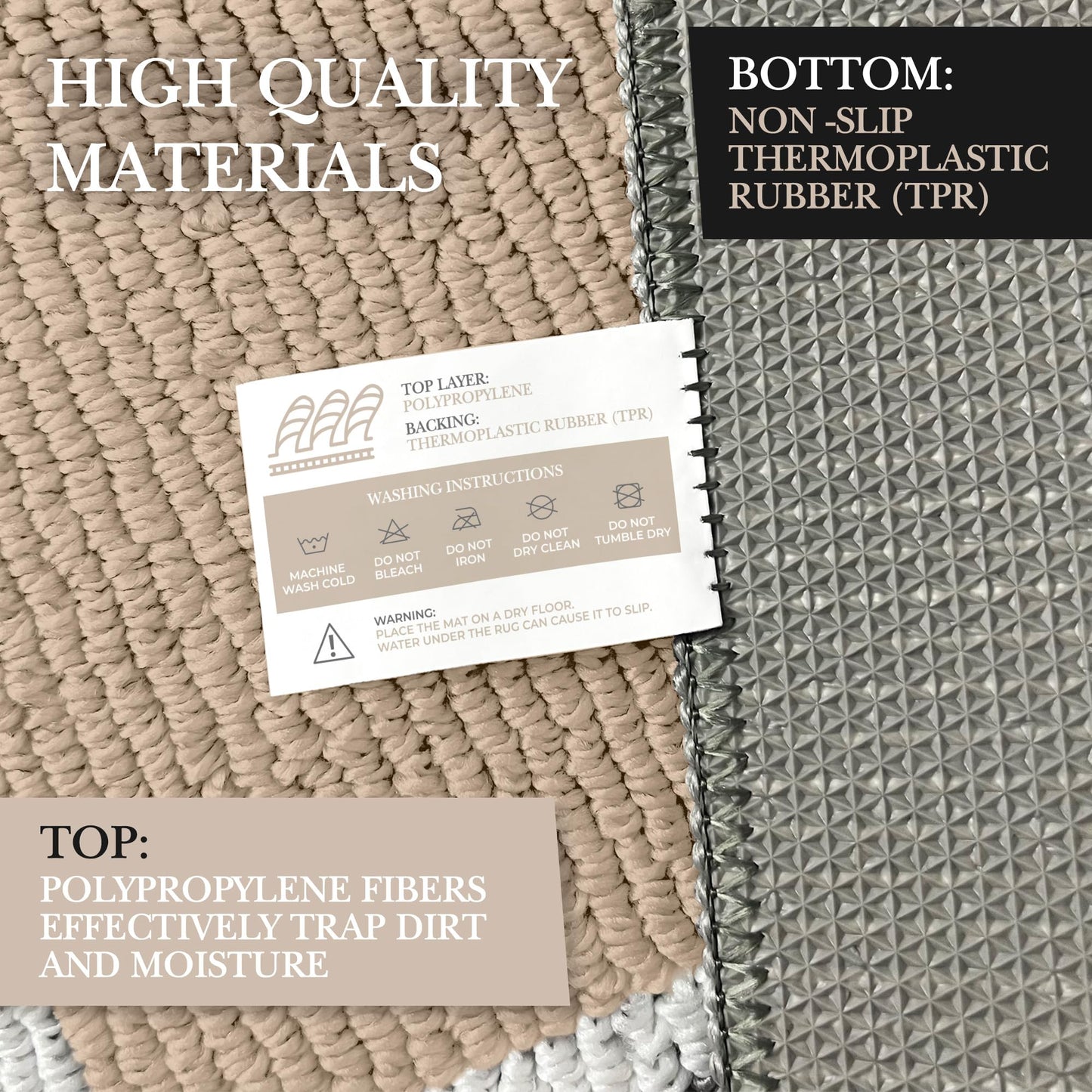 RugMast Premium Quality Polypropylene Indoor Door Mat - Beautiful Design with Non-Slip Backing, Washable & Low Profile Doormat - Ideal for Entryway Doors, Foyer, and Mudroom (20" x 30")