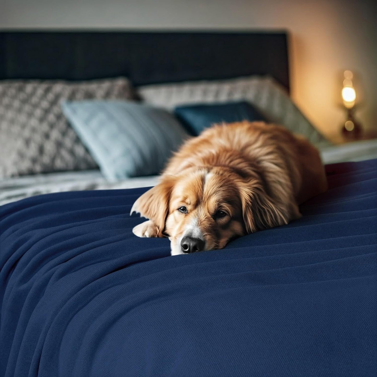 Utopia Bedding Knit Blanket - Soft Lightweight Jersey Queen Size (90x90 Inches) - Navy Color for Bed & Couch