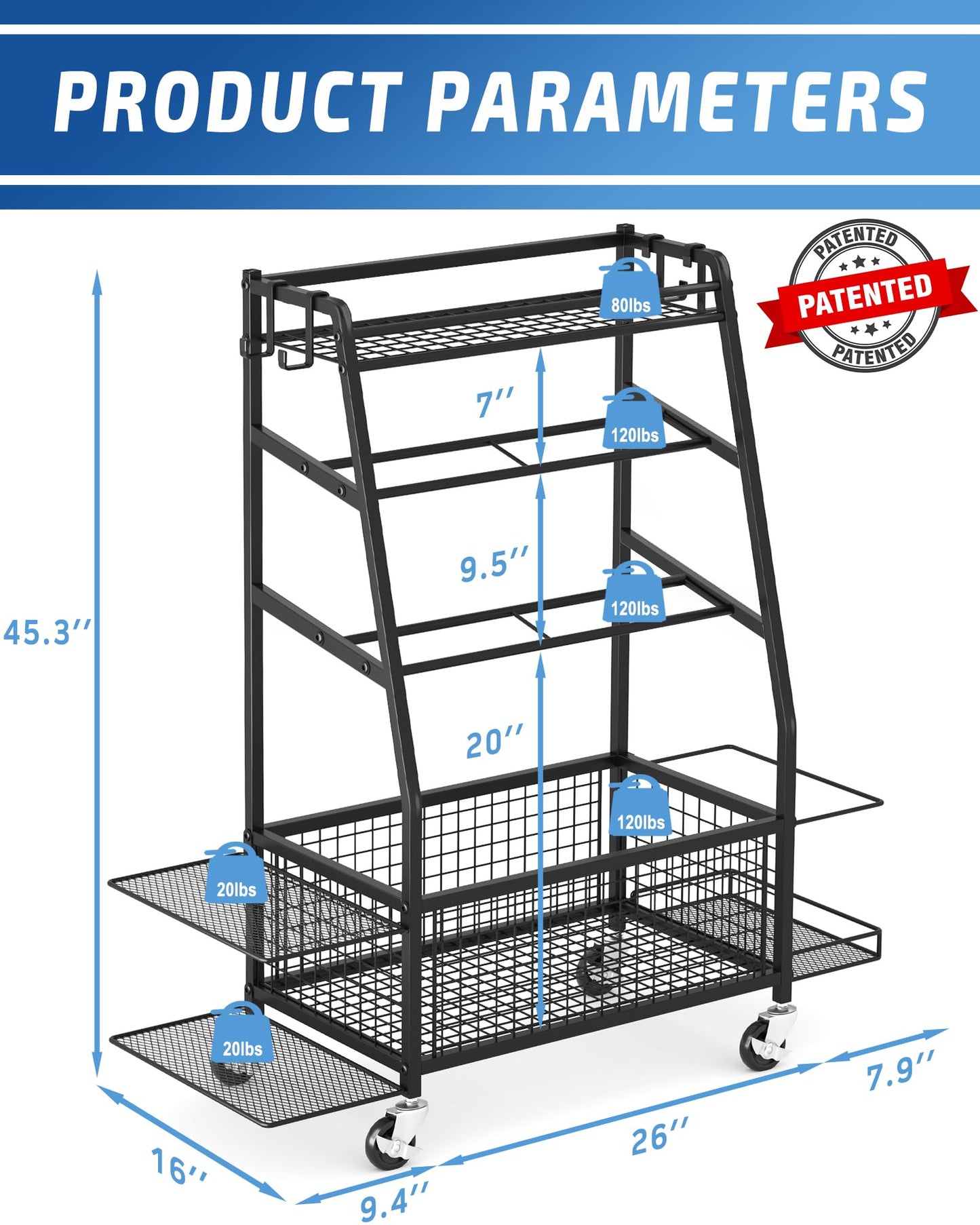 Staransun Staransun Dumbbell Rack Stand - Weight Rack for Dumbbells - Home Gym Storage Rack with 4 Flexible Wheels - Weight Rack for Home Gym with Side Storage and Hooks