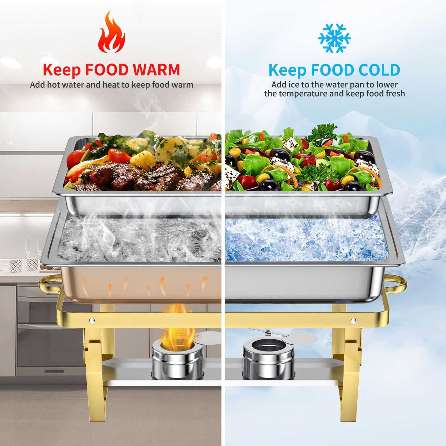 GGIU Chafing Dishes for Buffet Set: Chafers for Catering - Chafing Dish Buffet Set with Lids | Chafers and Buffet Warmers Sets | Serving Food Warmer | Chafers Servers Sets