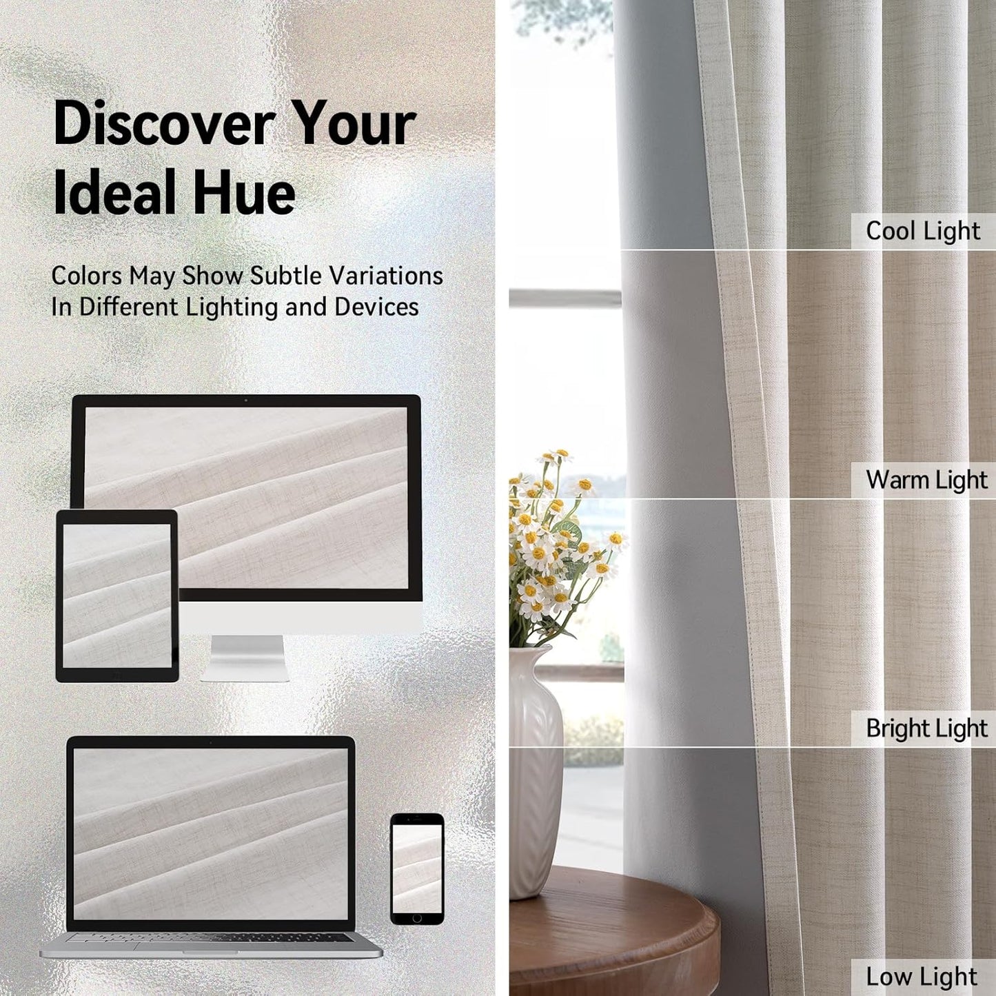 Skiennix 100% Blackout Sliding Door Curtains - Extra Wide Grommet Drapes, 50”W x 63”L, Beige