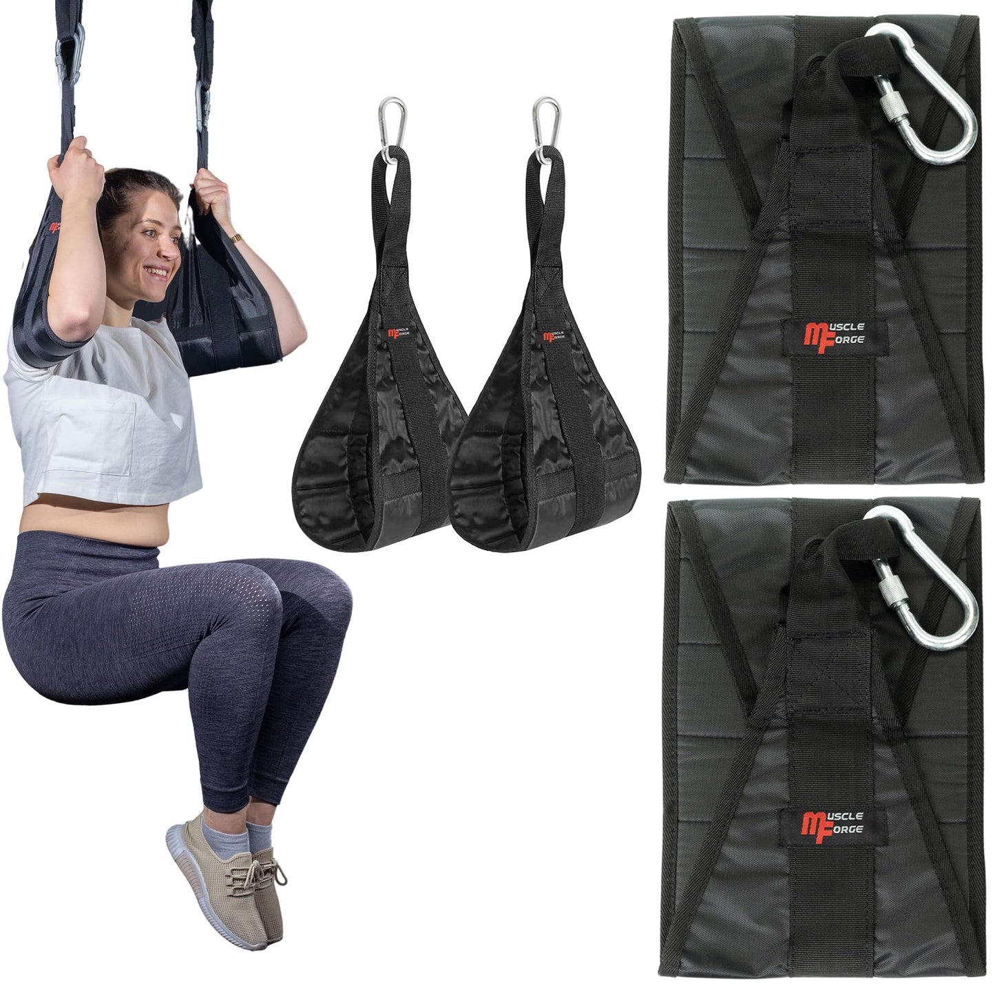 MuscleForge Hanging Ab Straps for Pull Up Bar - Professional Ab Straps & Hanging Abdominal Slings - Training Equipment with Bar Attachment (Pair)