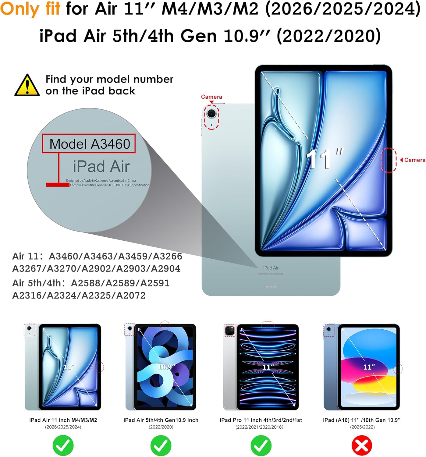 DTTO 11 inch M4 M3 M2 (2026/2025/2024), 5th 4th (2022/2020), 360 for iPad Air Case / / iPad Air / Gen Degree Rotating