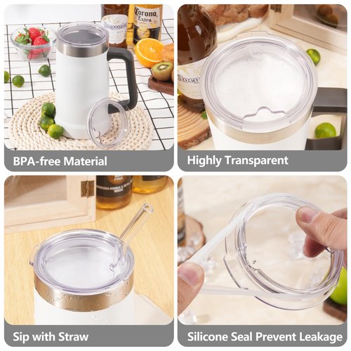 LUVCOSY 2PCs Replacement Cup Lids for Stanley 24oz Stay-Chill Beer Stein/Insulated Stainless Steel Party Mug, Transparent Drinking Cup Covers (Mug NOT Included)