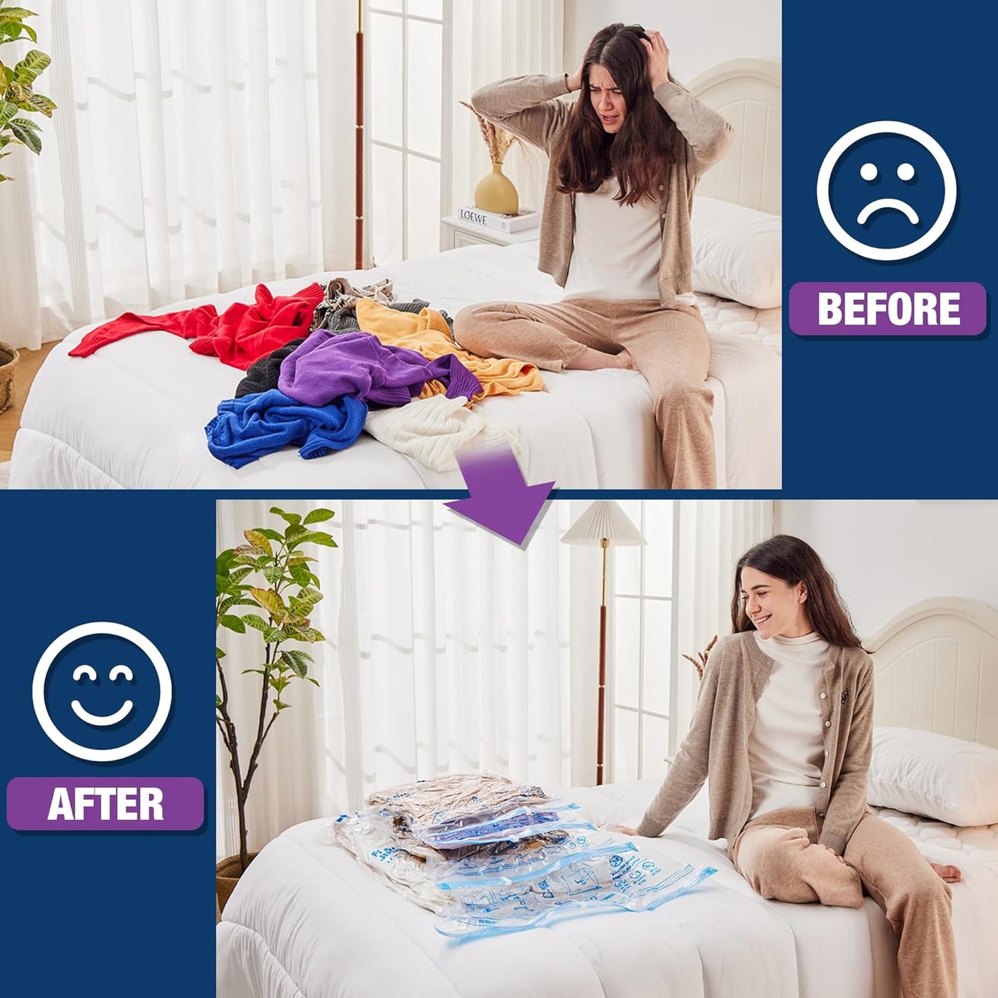 XXL Jumbo Vacuum Storage Bags by [Brand Name] - Extra Large 47''x35'' for Blankets & Comforters | 4 Pack with Hand Pump