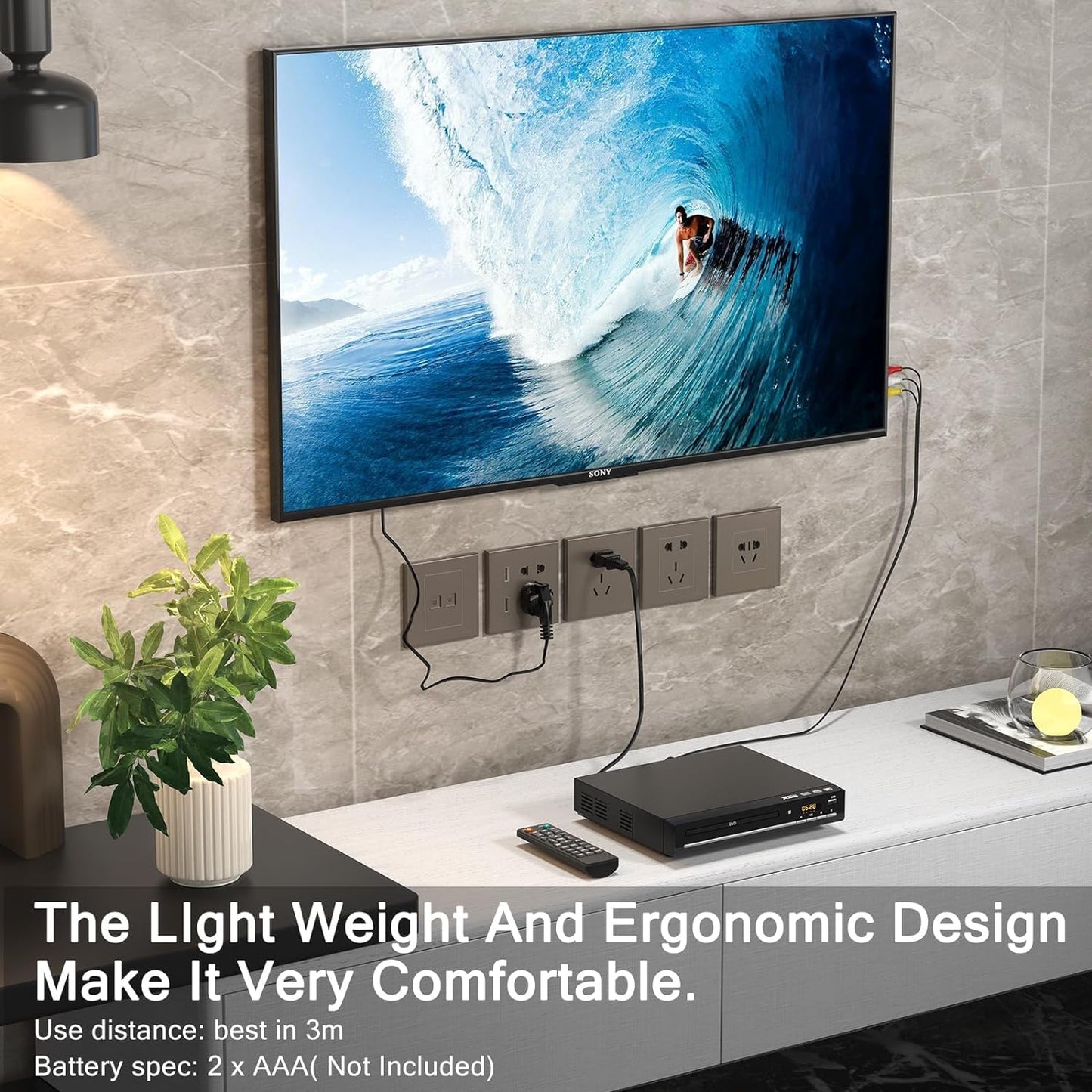 WSJSYH 1080P DVD Players for TV with HDMI,Plays All Regions and Formats,CD Player for Home,Support