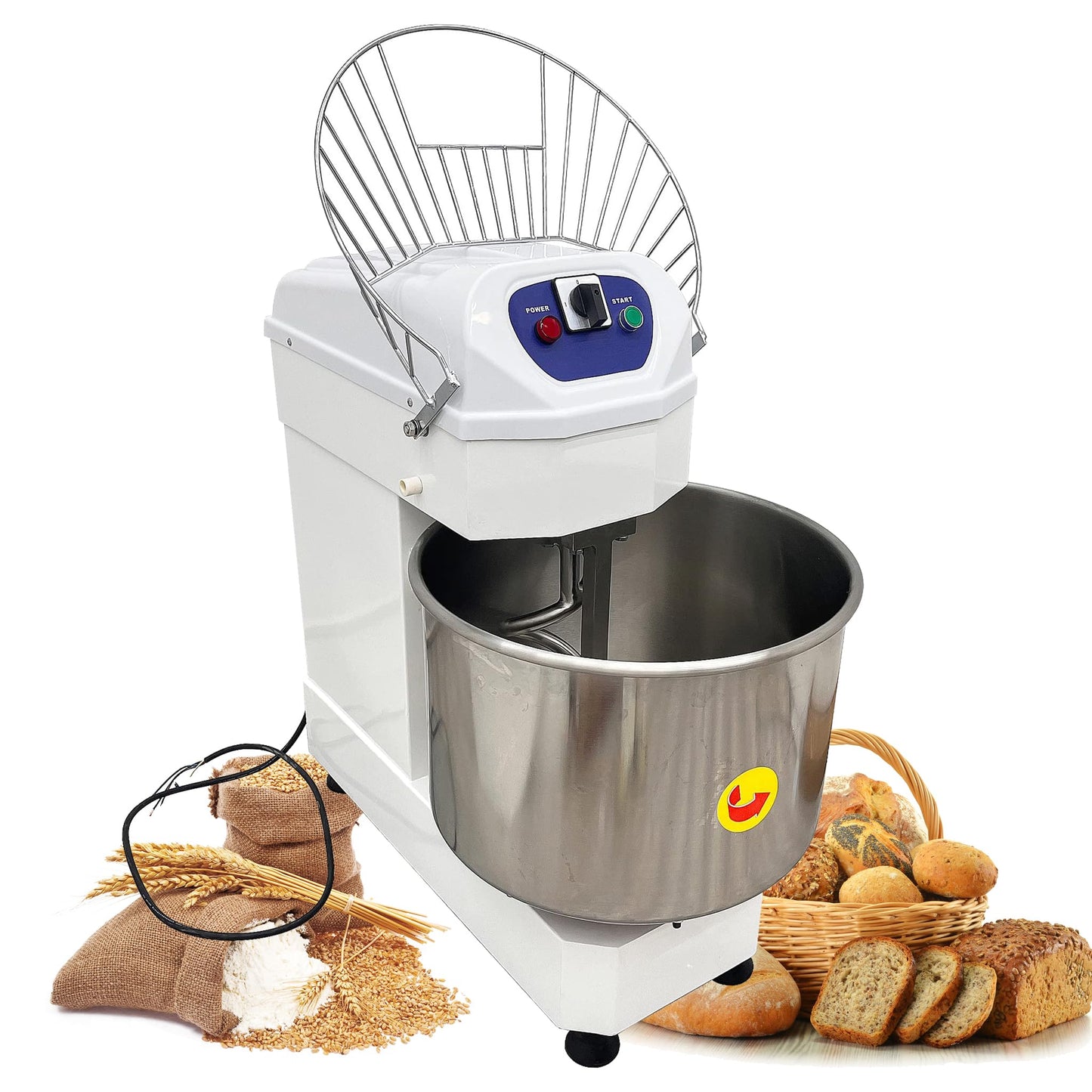 LGXEnzhuo 60L Stand Mixer, 220V 3700W Dough Kneading Machine, Commercial Electric Dough Mixer Machine, Double Action Double Speed Spiral Dough Mixer, Three-phase Voltage