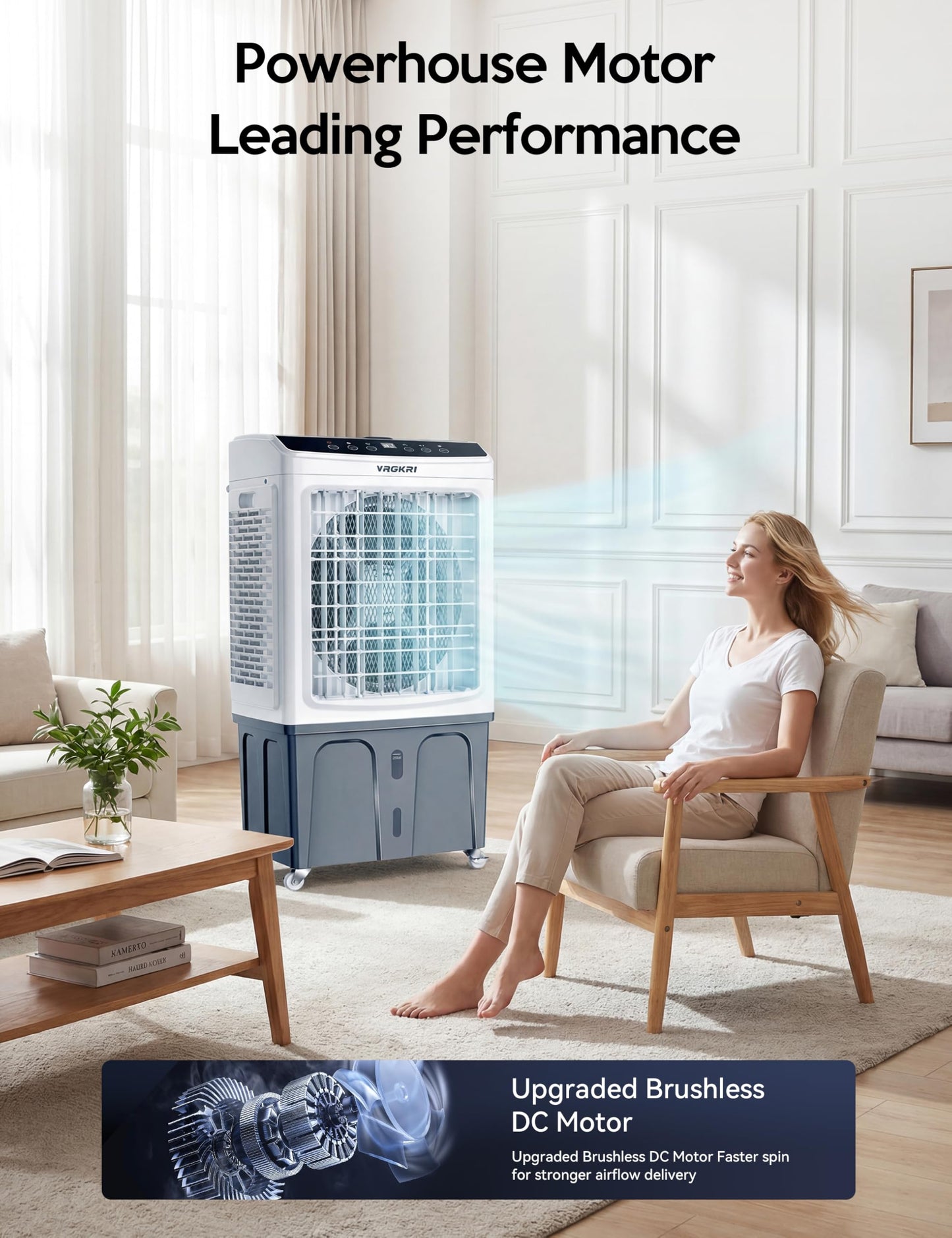 Evaporative Air Cooler, Outdoor Swamp Cooler Air Conditioner 3-IN-1 Cooling Fan with Remote Control Water Self-filling, 24H Time, 3 Modes & Wind for Garage, Yard, Commercial Use