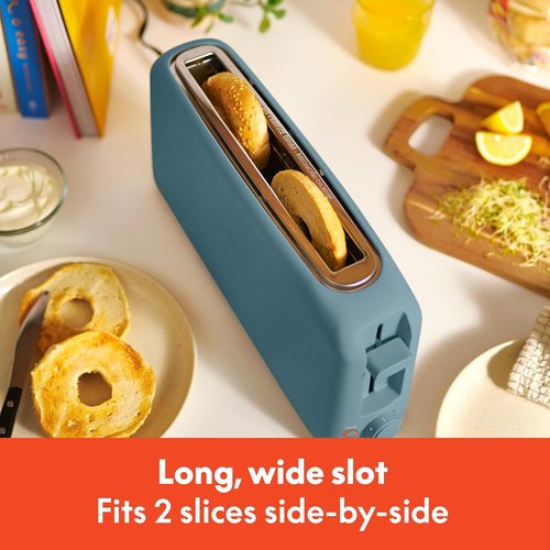 Bella 2-Slice Slim Toaster - 6 Shade Settings, Reheat & Cancel Functions | Fits Sourdough, 10” Long Slot, Surf Color