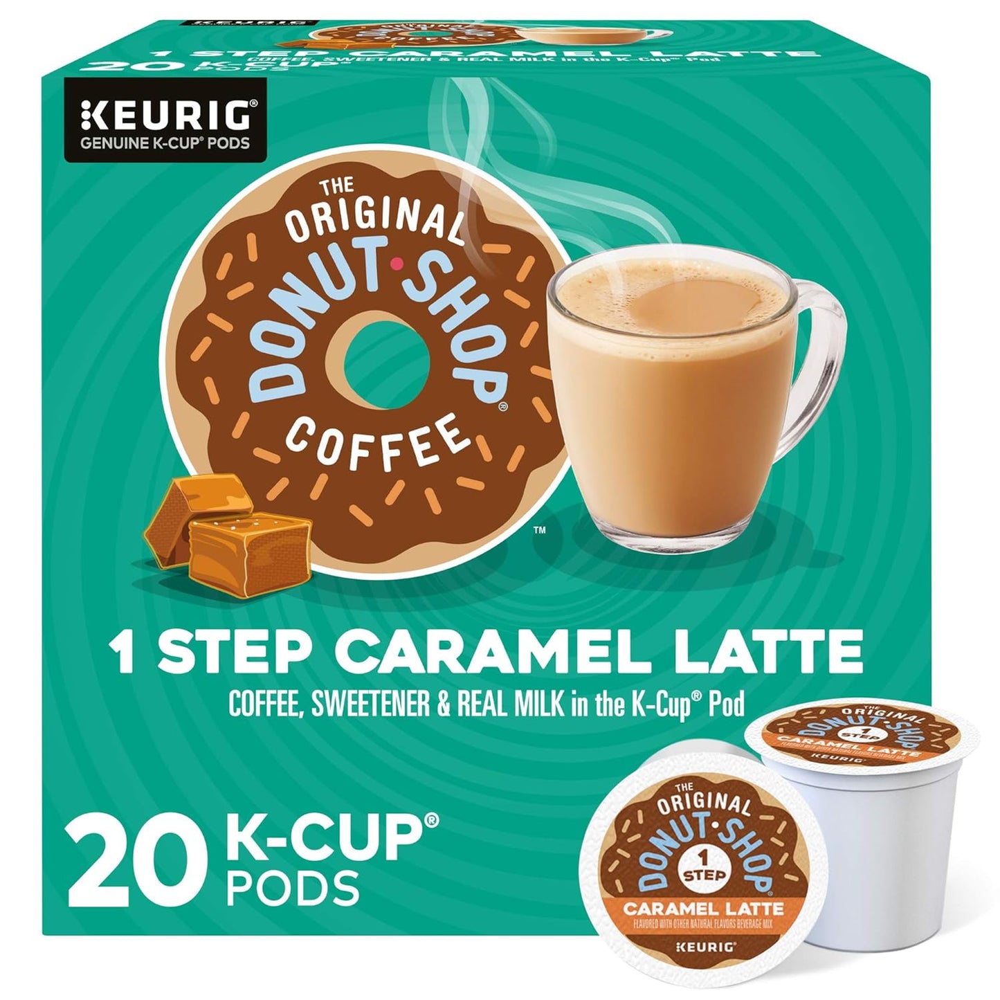 Original Donut Shop Caramel Latte K-Cup Pods - One-Step Convenience | 20 Count