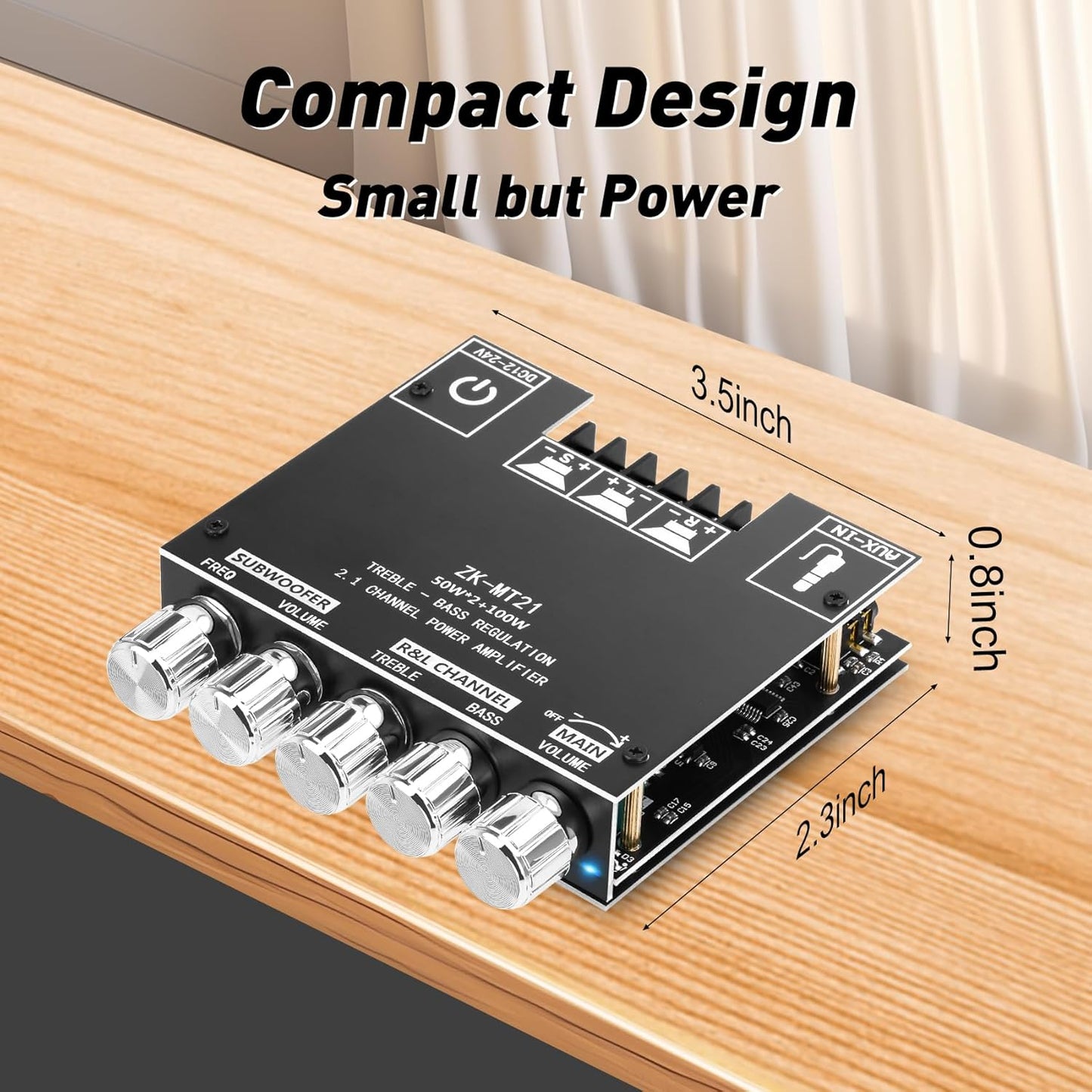 ZK-MT21 Board,50W+50W+100W 2.1 9-24V, Daakro Bluetooth Amplifier Channel Subwoofer Amp Board with Treble/Bass/Sub