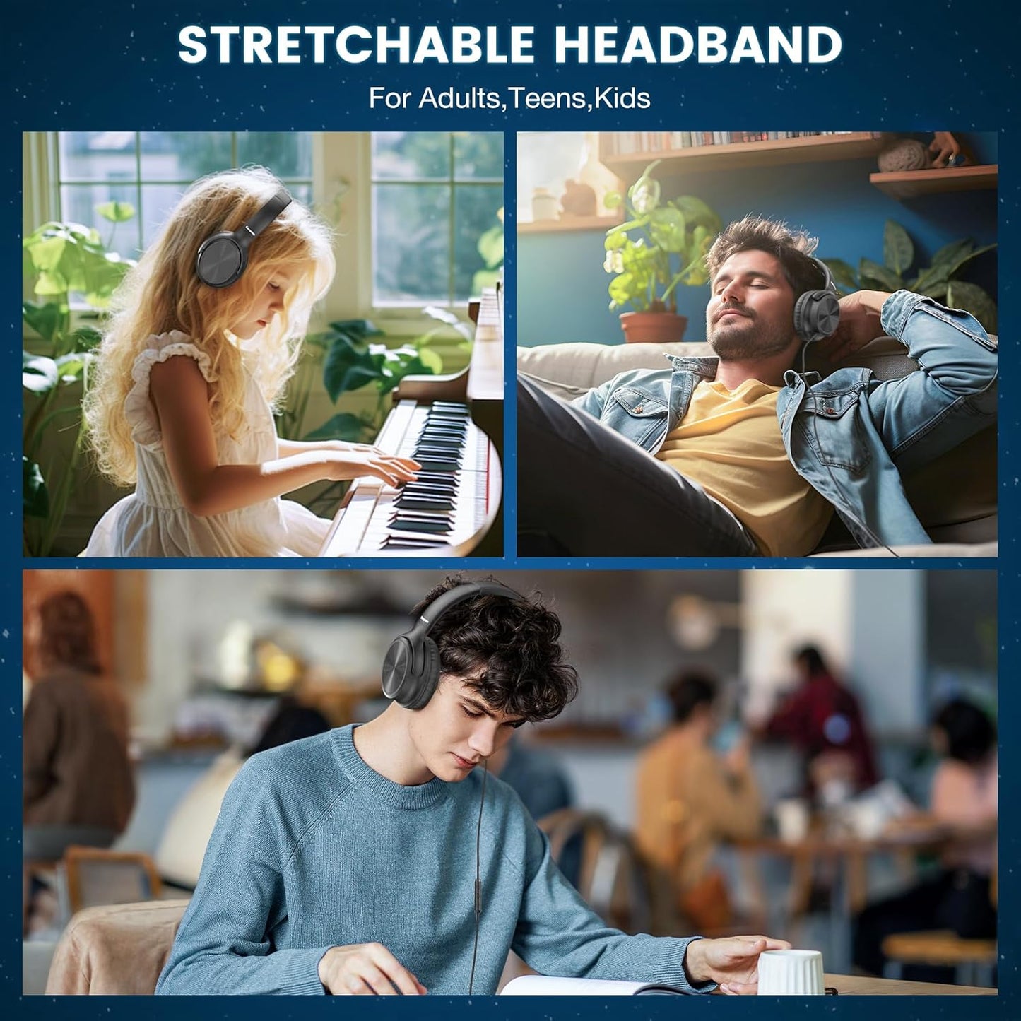 15/16/17, Cowyawn USB C Headphones Wired, Over Ear USB C Wired Headphones with Microphone, Volume Control, HD Stereo