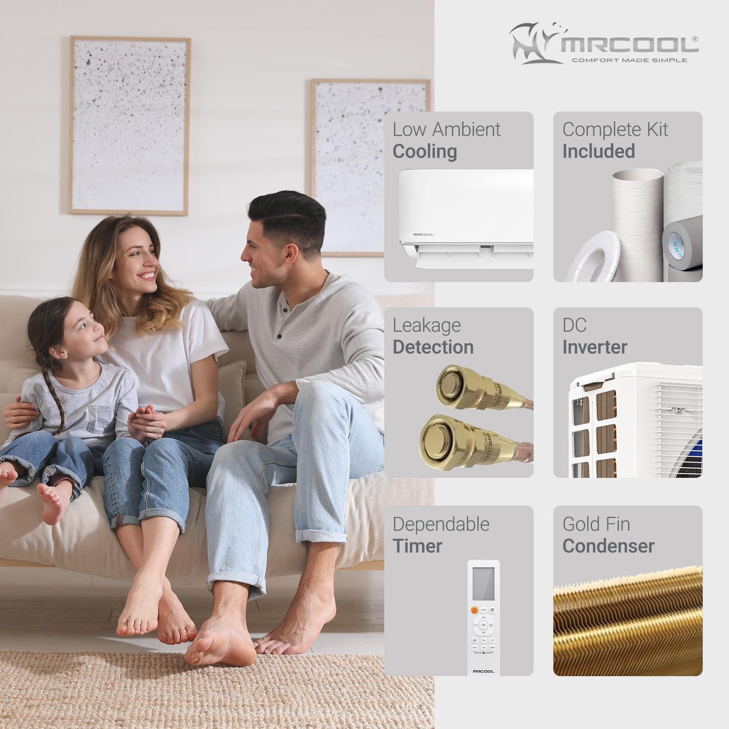 MRCOOL 24000 BTU 230V Ductless Inverter Mini Split Air Conditioner & Heat Pump System, 5th Gen DIY - Wall-Mounted AC Unit w/ Heating and Cooling for Home, Office & Commercial Space