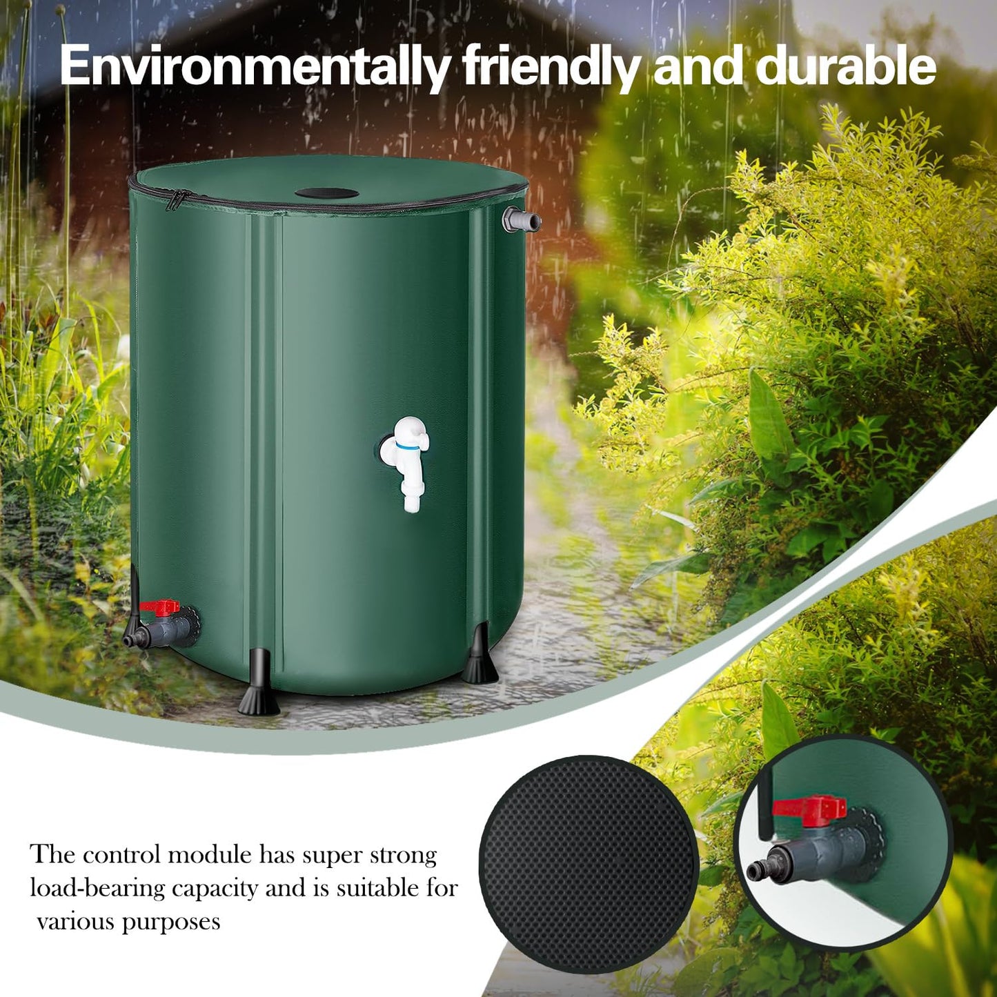 200 Gallon Collapsible Rain Barrel, Foldable Outdoor Water Tank with Faucet, for Garden Irrigation Water Storage (200Gal)