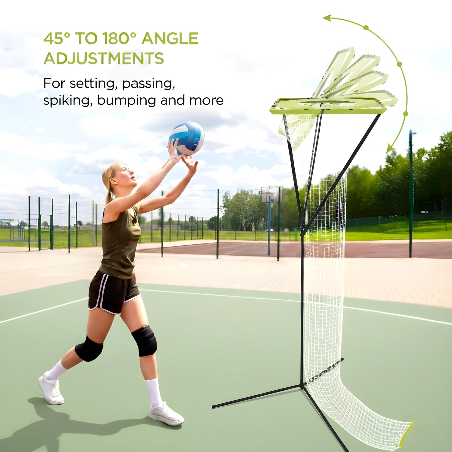 Volleyball Setter Training Net Volleyball Setting Trainer with Target Cloth Adjustable Height 7.5 to 11.5 ft Adjustable Angle for Indoor Outdoor Serving Spiking and Setting Practice Includes Carry Bag