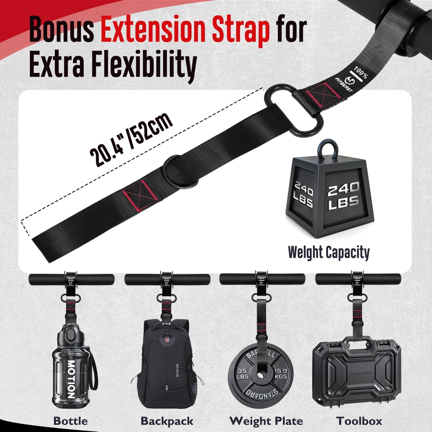 FitBeast Forearm Strengthener & Exerciser, Wrist Roller with Thicker Handle, Trainer with Adjustable Strap - Ideal for Grip Strength, Muscle Building, Rehabilitation (Black)