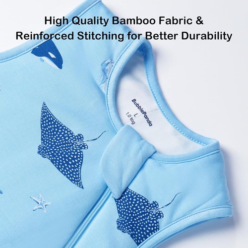 BubblePanda Bamboo Sleep Sack | Soft 1.0 Tog Toddler Sleeping Bag for 6-12 Months with 2-Way Zipper