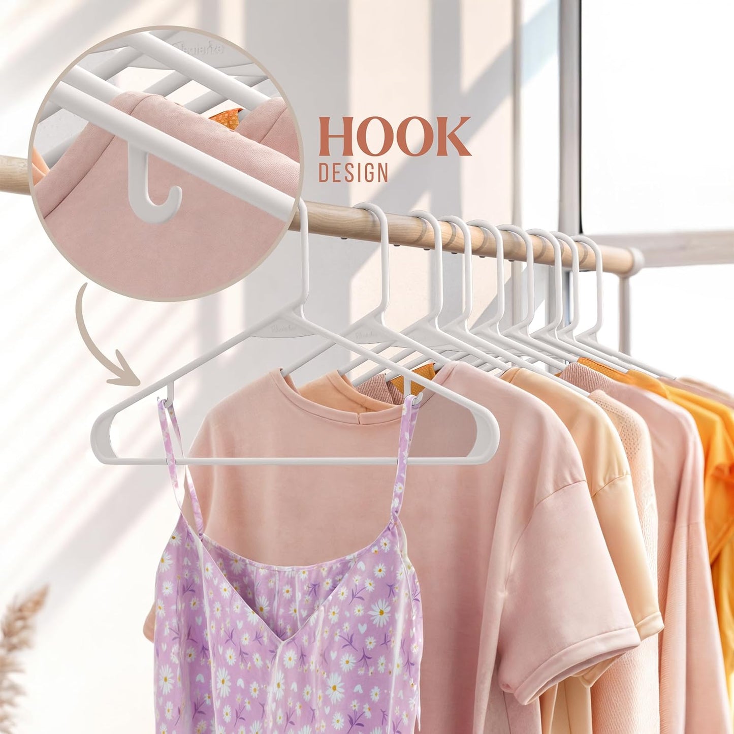 Plastic Hangers 20 Pack White - Space-Saving Clothes Hangers for Closet Organization | Perfect for Coats and Essentials