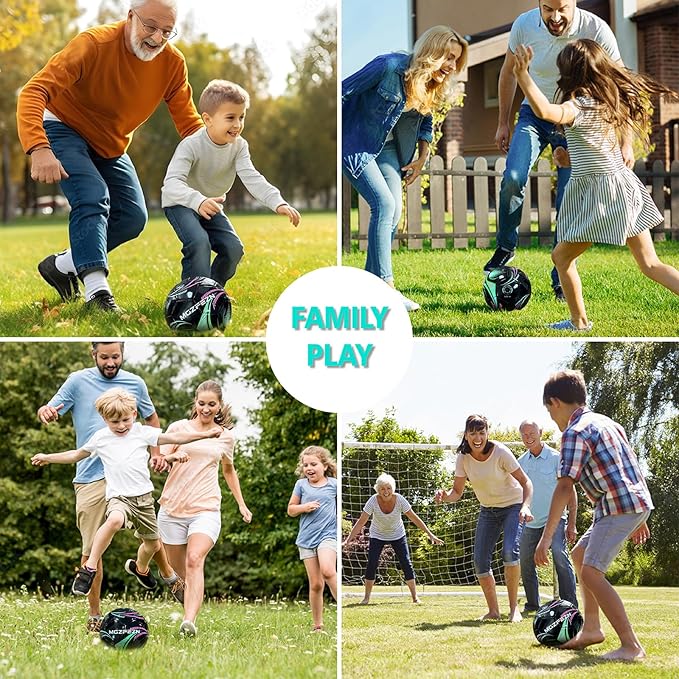 Youth Soccer Ball Size 4, Kids Outdoor Play Game Training Practice Soccer Ball for Teen Boy Girl Indoor Outdoor with 1 Pump 1 Net Bag and 1 Gift Box