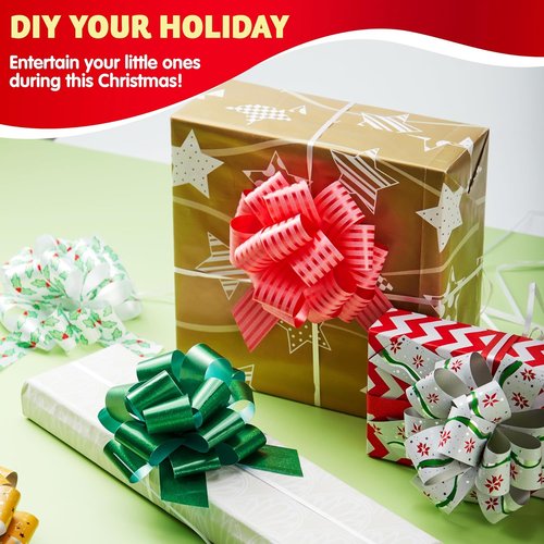 JOYIN 24 PCS Christmas Wrap Ribbon Pull Bows - Easy Gift Wrapping Accessory for Presents & Decorations
