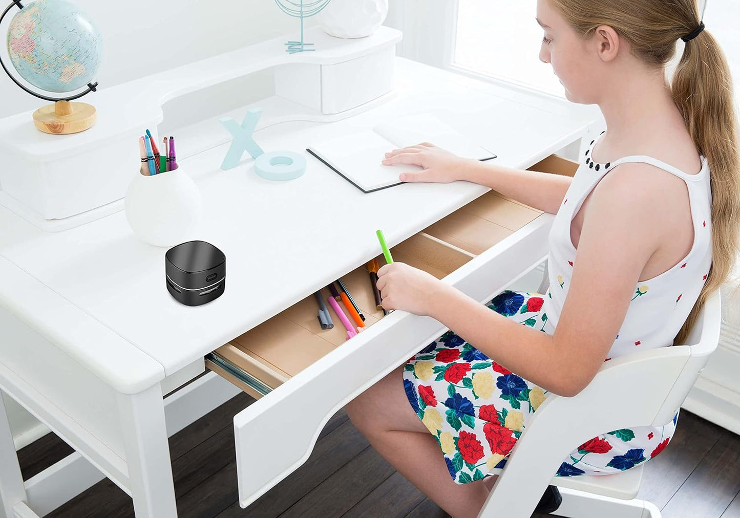 400 mins,360 ODISTAR Desktop Vacuum Cleaner, Mini Table dust Sweeper Energy Saving,High Endurance up to Rotatable