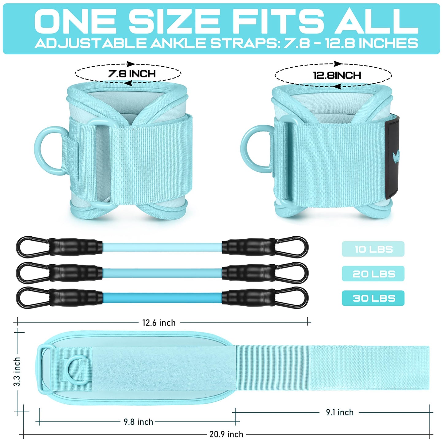 Ankle Resistance Bands with Cuffs, Ankle Bands for Working Out, Ankle Resistance Band for Legs and Glutes Workout Equipment, Butt Exercise Equipment for Women