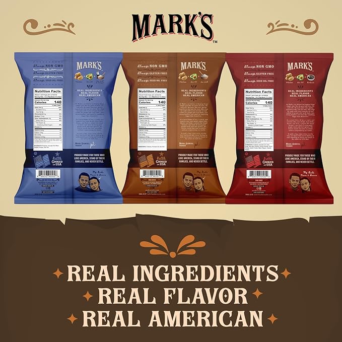 MARK’S Kettle Cooked Avocado Oil Potato Chips, Variety Pack – Seed Oil & GMO Free | 3-Flavor Variety Pack, 5 oz (Pack of 3) | Gluten Free, Non-GMO Chips for Clean & Healthy Snacking