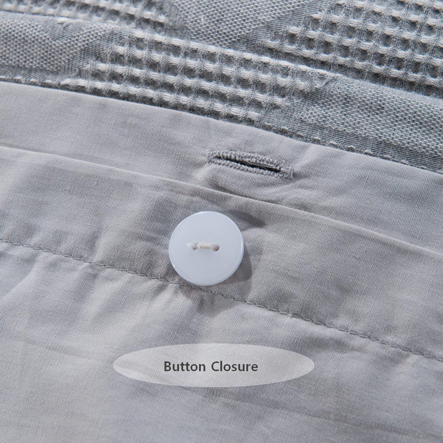 meadow park Matelasse Duvet Cover Set, 100% Cotton, Pre-Washed, Soft & Cozy, Woven Jacquard Textured, Waffle Design Bedding Set, Twin, Grey