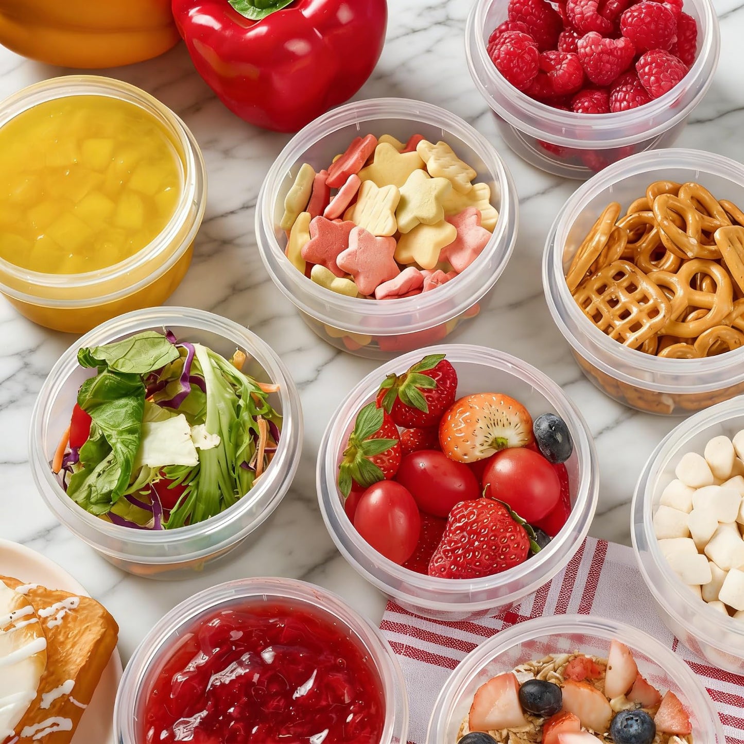 Soelomu 8 oz Freezer Storage Containers with Twist Top Lids, 10 Pack Reusable Meal Prep Containers Plastic Stackable Food Storage Containers for Sauce, Salad, Leftover, Oats