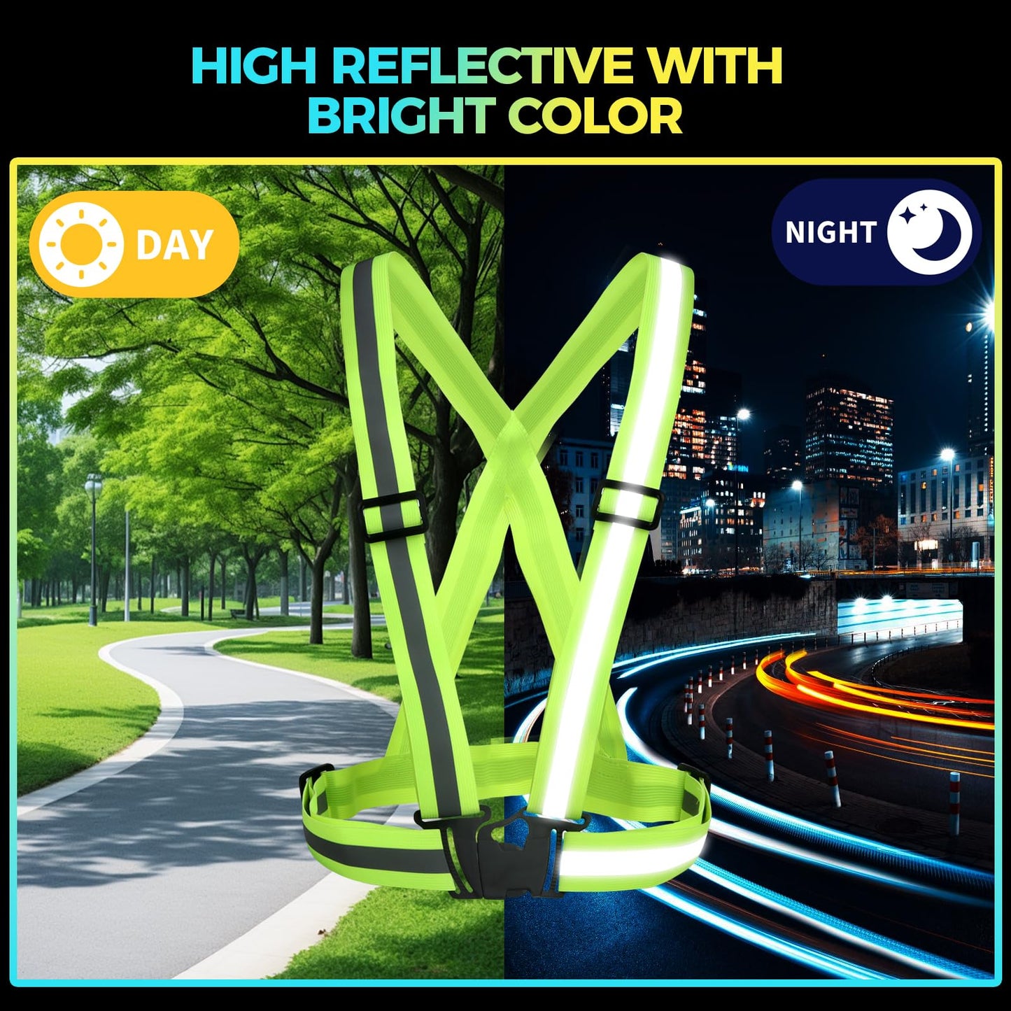 DJZZ 30 Pcs Reflective Vest High Visibility Safety Vests Visibility Reflector Straps for Running Walking Construction