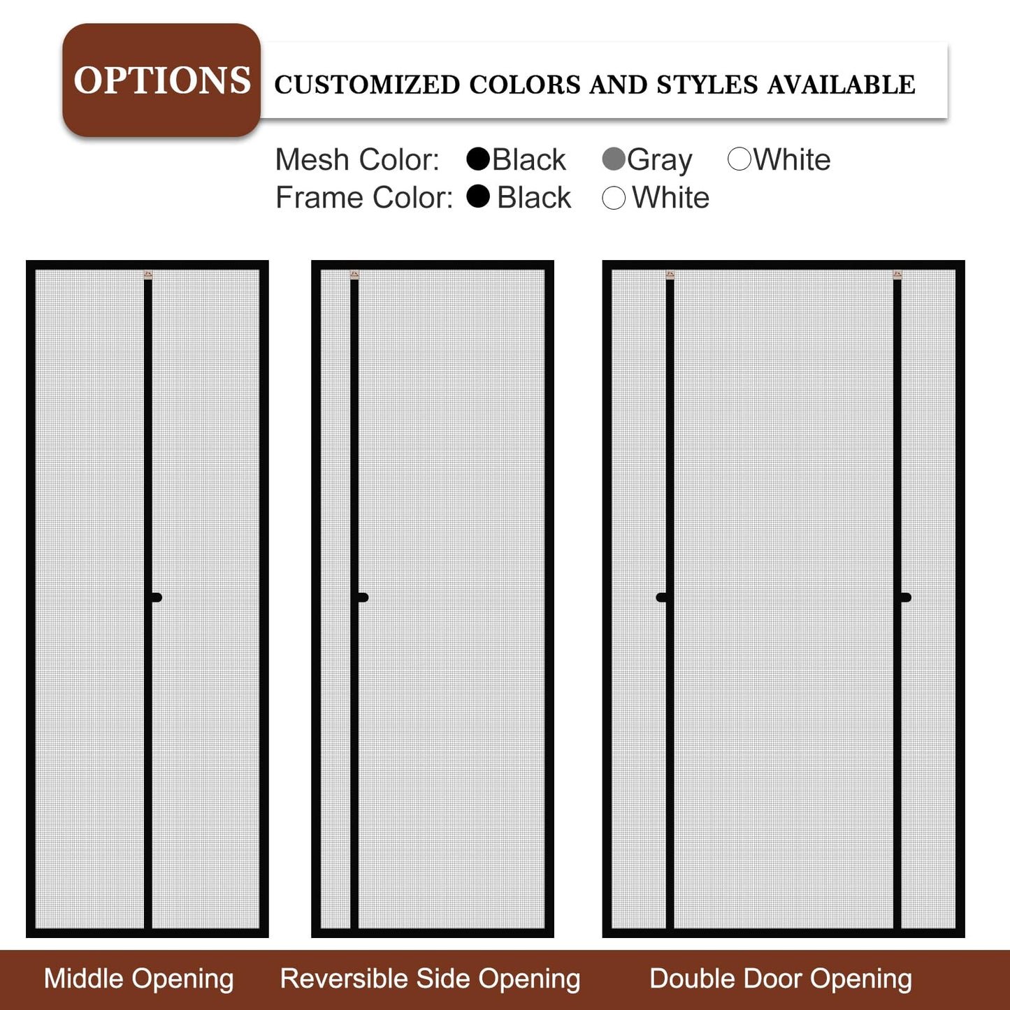 Yotache Customized Magnetic Screen for Door Size 25" - 35" Width, Reinforced Polyester Net Curtain for Back Walk Through Door