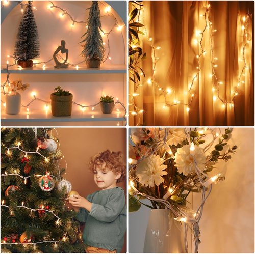 Meteds Christmas Lights - 100 Count Clear Warm White String Lights | UL Certified for Home, Patio & Party Decor