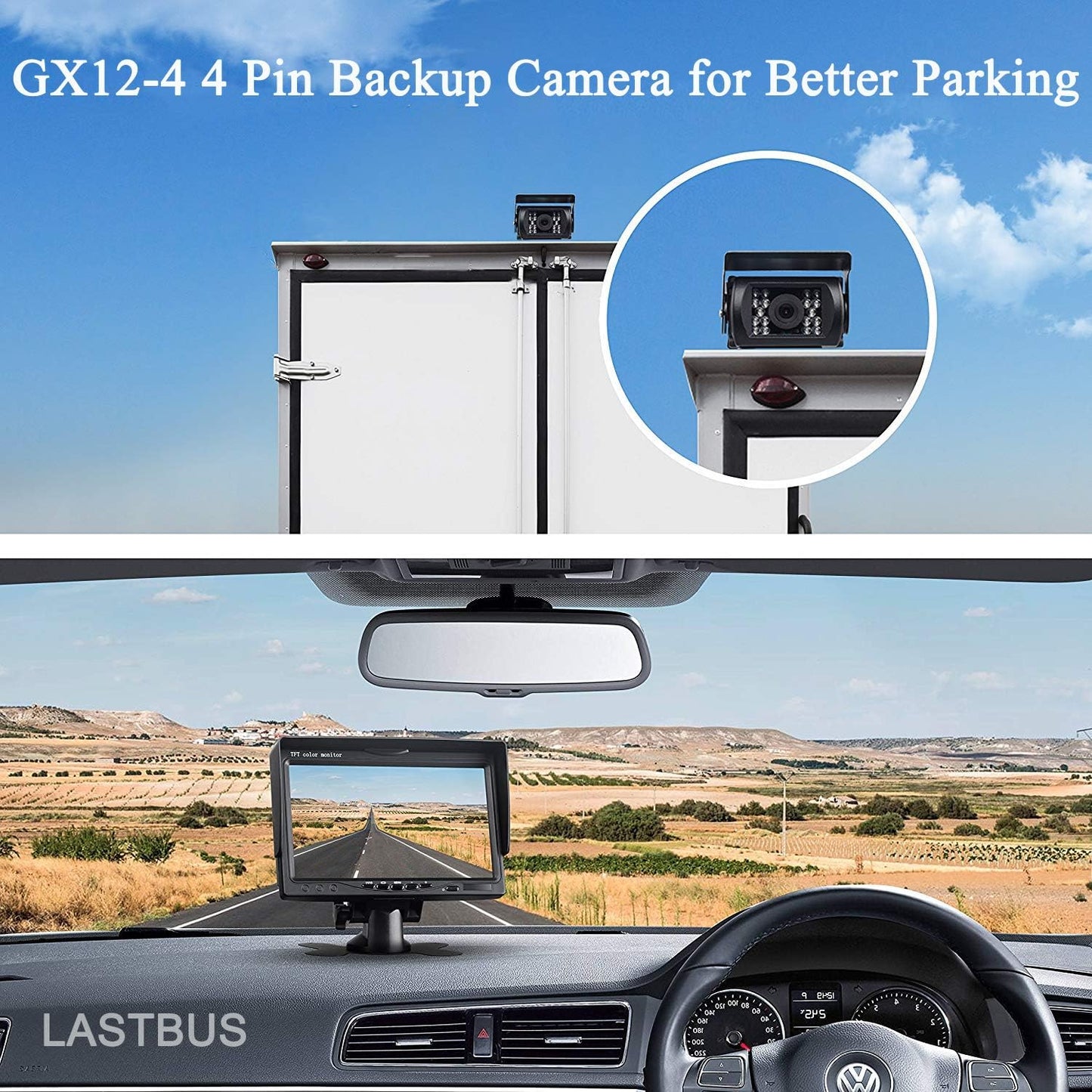 LASTBUS 4 GX12-4 Backup Camera, Reversing Camera, Waterproof Night Vision Wide View Angle Rear View Camera with Pin
