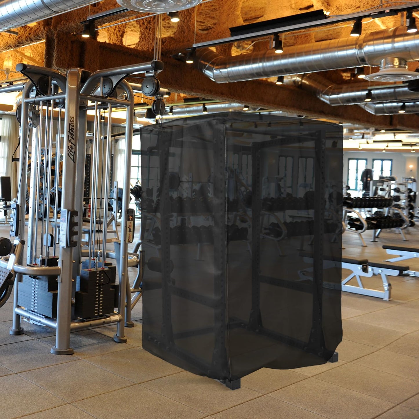 AKEfit Strength Training Cover, Waterproof & Dustproof Gym Rack Cover with Zipper,Fit for Indoor and Outdoor 69''Lx47''Wx84''H-Black