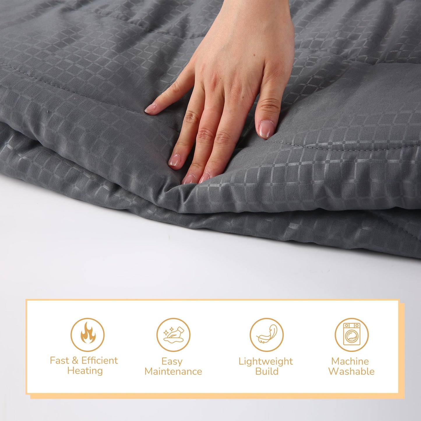 RALYSUN Electric Mattress Pad Queen Size 60"x80", Premium Brushed Fabric, 4 Heat Settings & 10 Hours Auto Off, Elastic Deep Pocket, Machine Washable, Gray