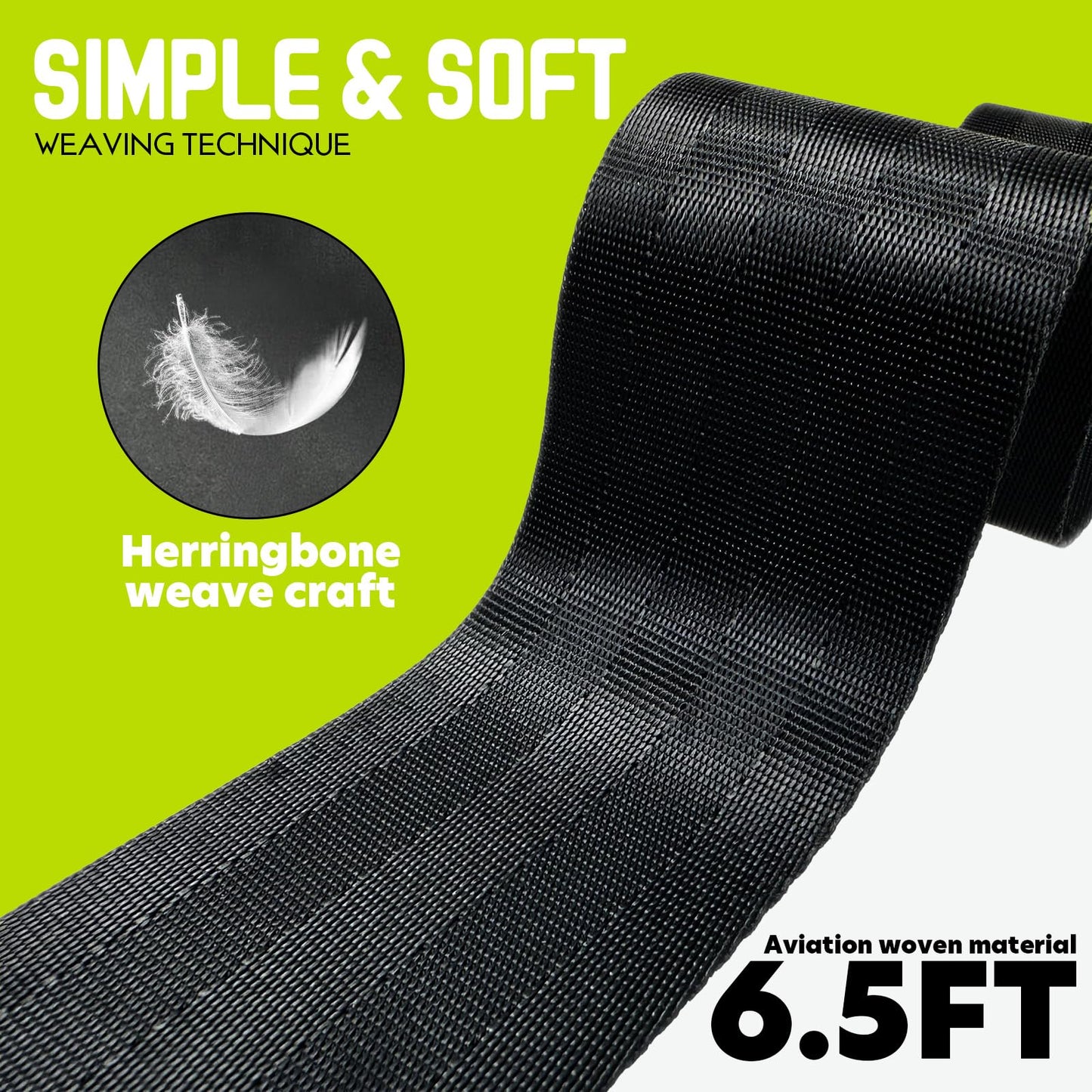ADECTA Nordic Hamstring Curl Strap, 6.5FT Gym Seatbelt and Exercise Straps for Hamstring Stretch Strap & Mobilization Belt,Home Gym Women Men, Lifting Seatbelt Gym, Black