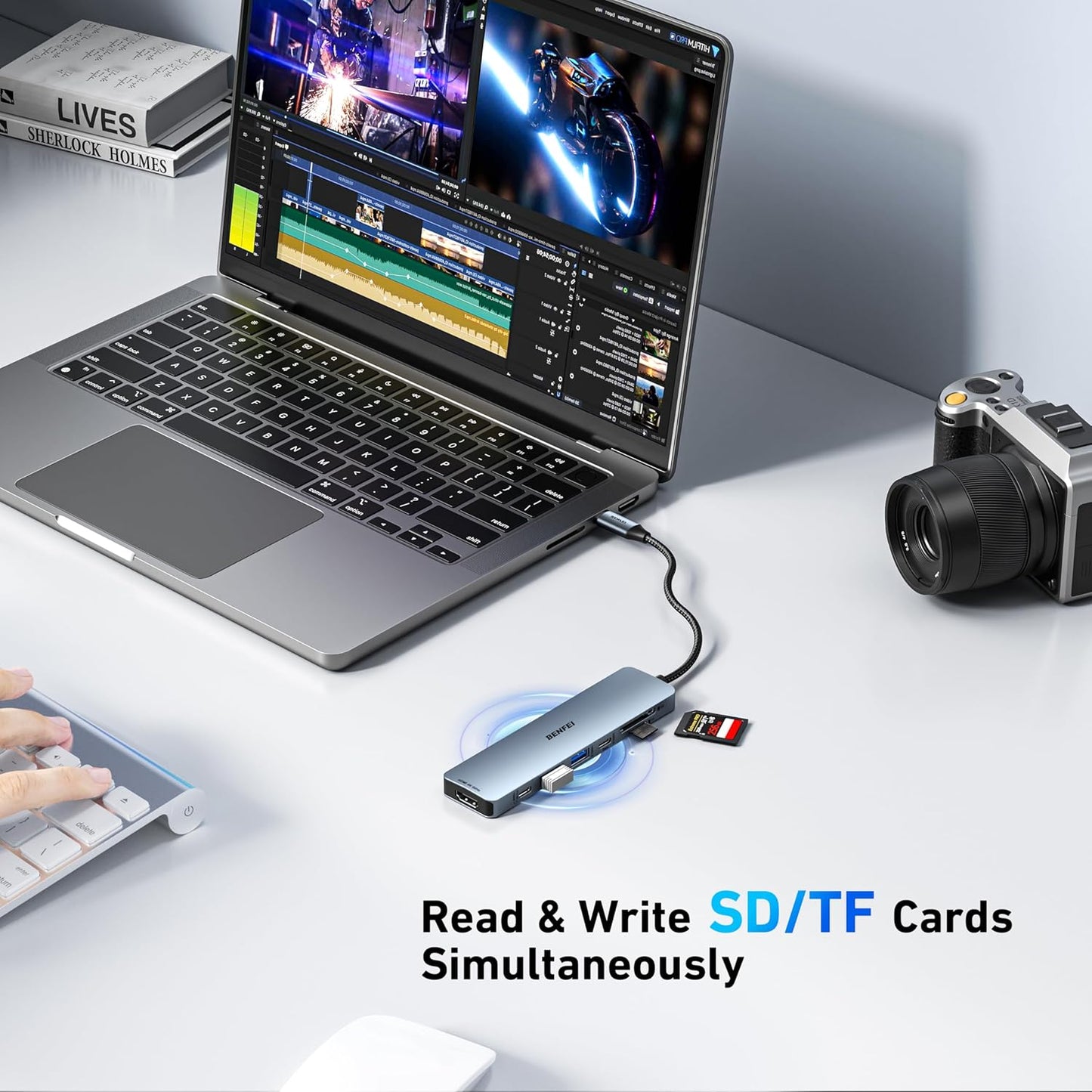 BENFEI 7-in-1 HDMI(4K@60Hz), 2 1 100W 15 USB C Hub with USB-A, USB-C Data, Charge, SD/TF Card Reader, Silicone