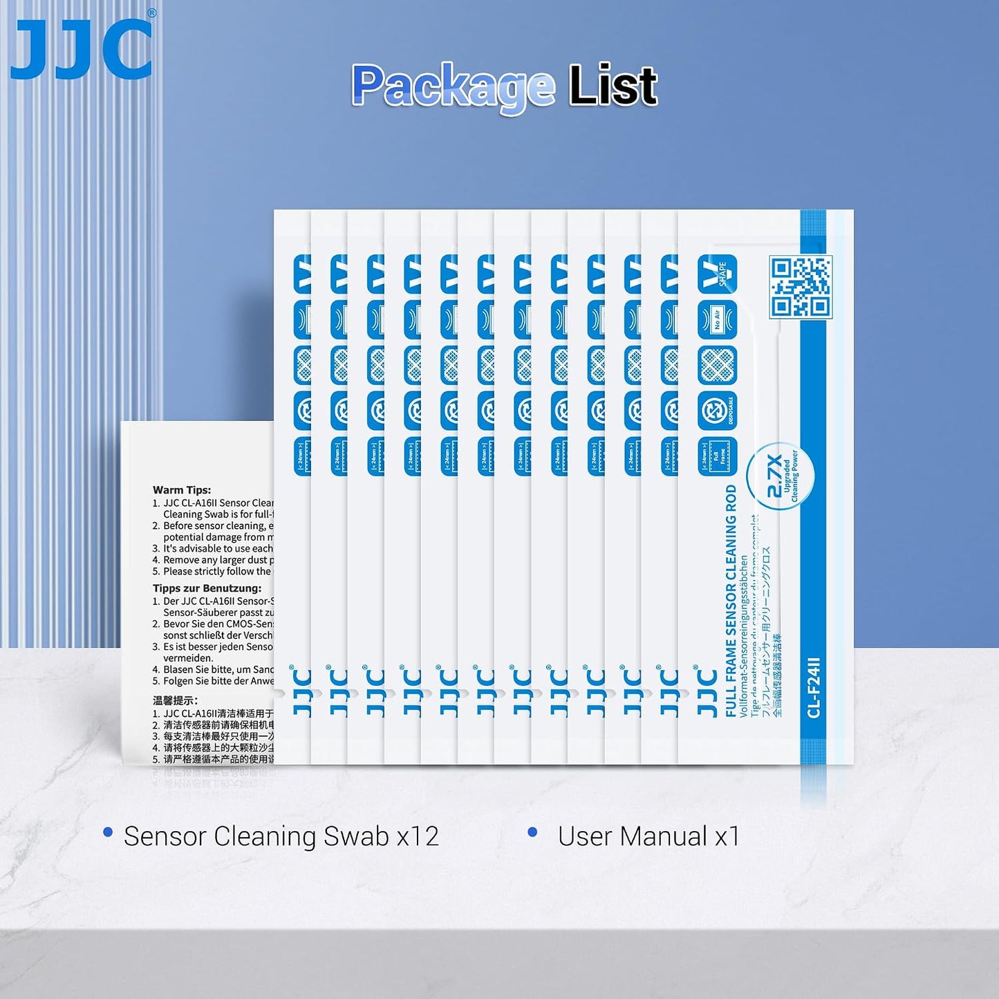 JJC 12pcs 24mm CMOS Full Frame Sensor Microfiber Cloth Cleaning Swab Cleaning Stick for Reflex & Mirrorless Digital