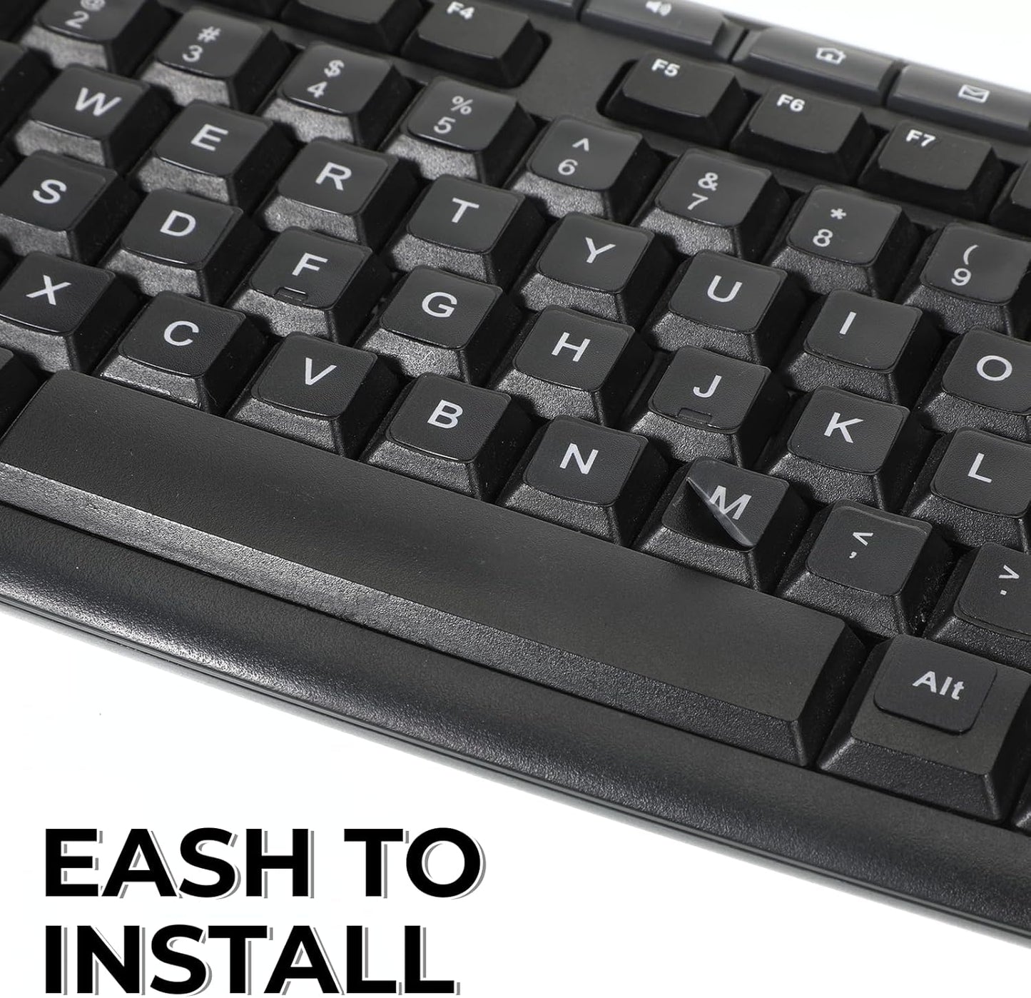 Josojoou 4PCS Keyboard Letter Stickers, Ultra-Clear Black Background with White Text Laptop Keyboard Stickers