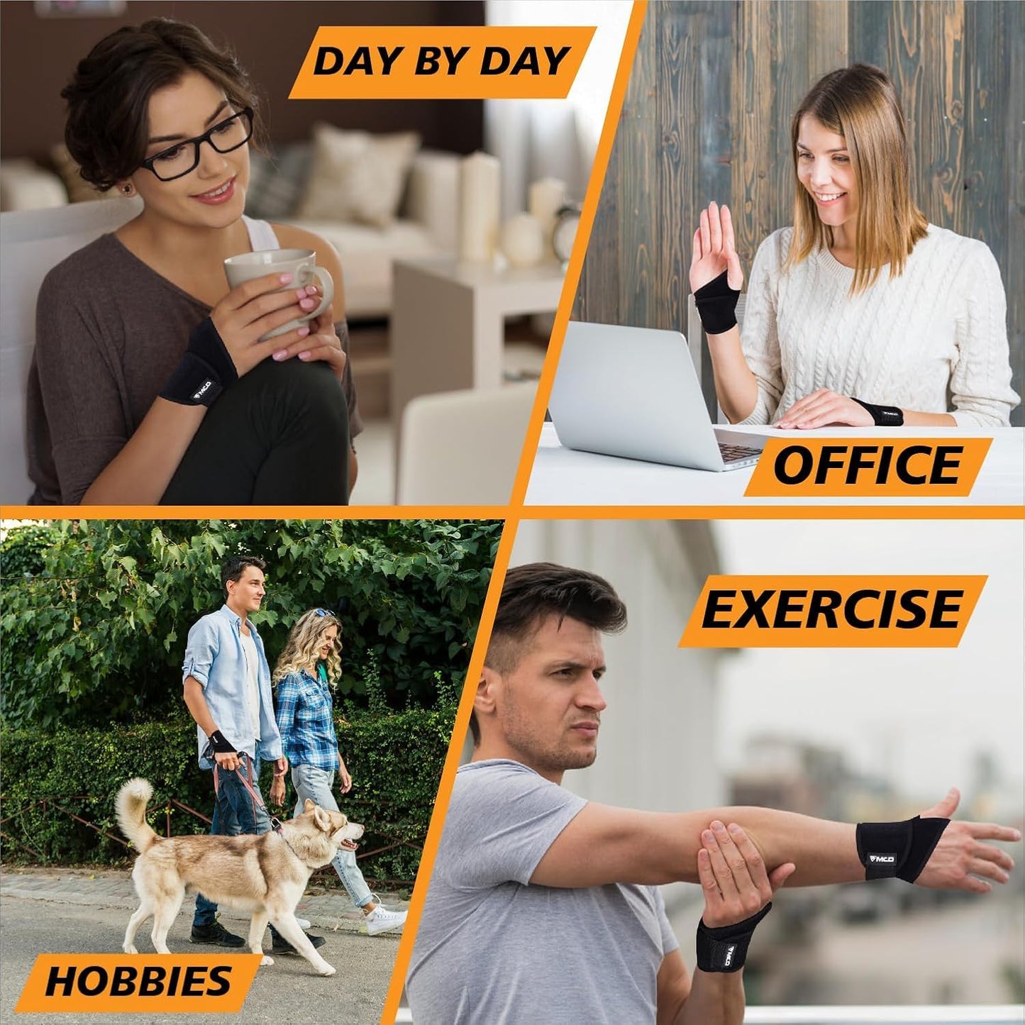 MCD Carpal Tunnel Wrist Brace Lightweight Wrist Support Brace Wrist Wraps for Pain Daily Use Wrist Band for Pain Fits Both Right Hand & Left Hand Muñequeras para Dolor de Mano Wrist Compression Brace
