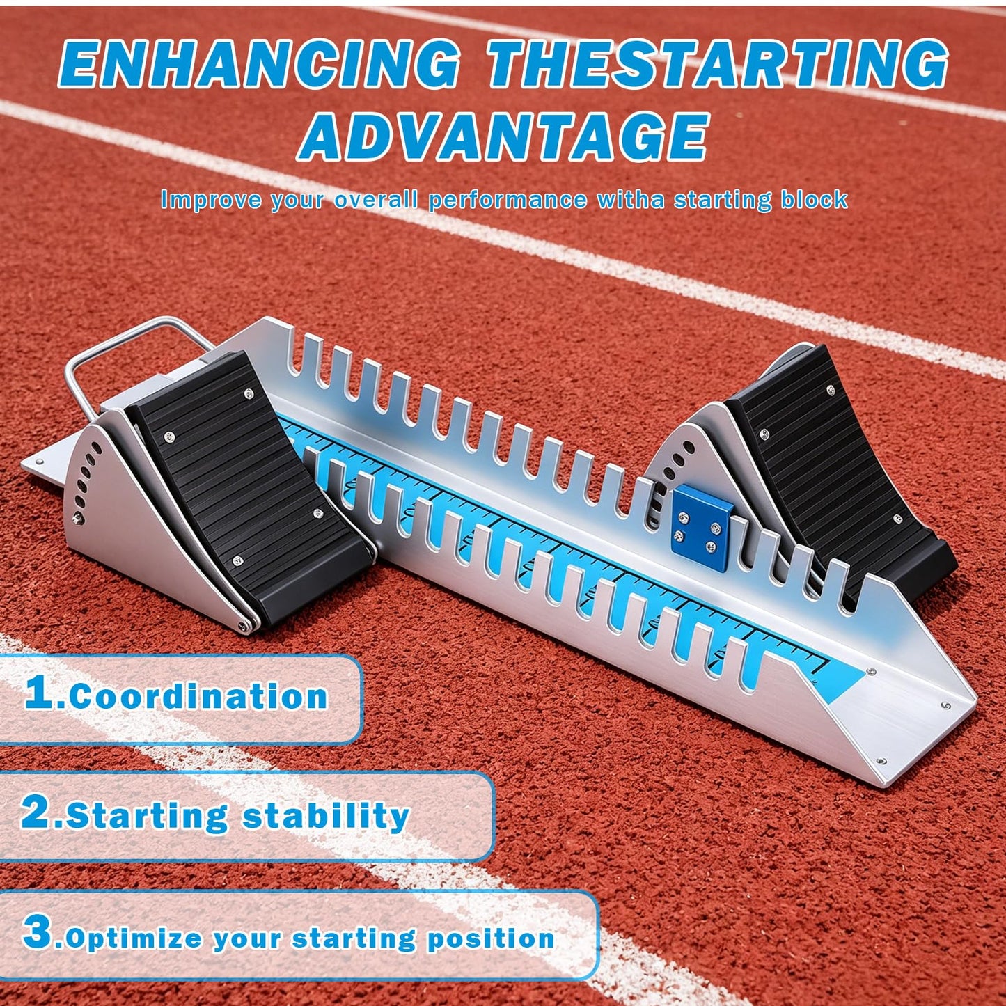 iondelce Starting Blocks Track and Field, 6-Level Angle Adjustable Aluminum Alloy Sprint Starting Block, Portable with Carrying Handle, Suitable for Plastic Runway & Cinder Track