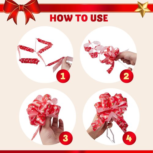 JOYIN 24 PCS Christmas Wrap Ribbon Pull Bows - Easy Gift Wrapping Accessory for Presents & Decorations