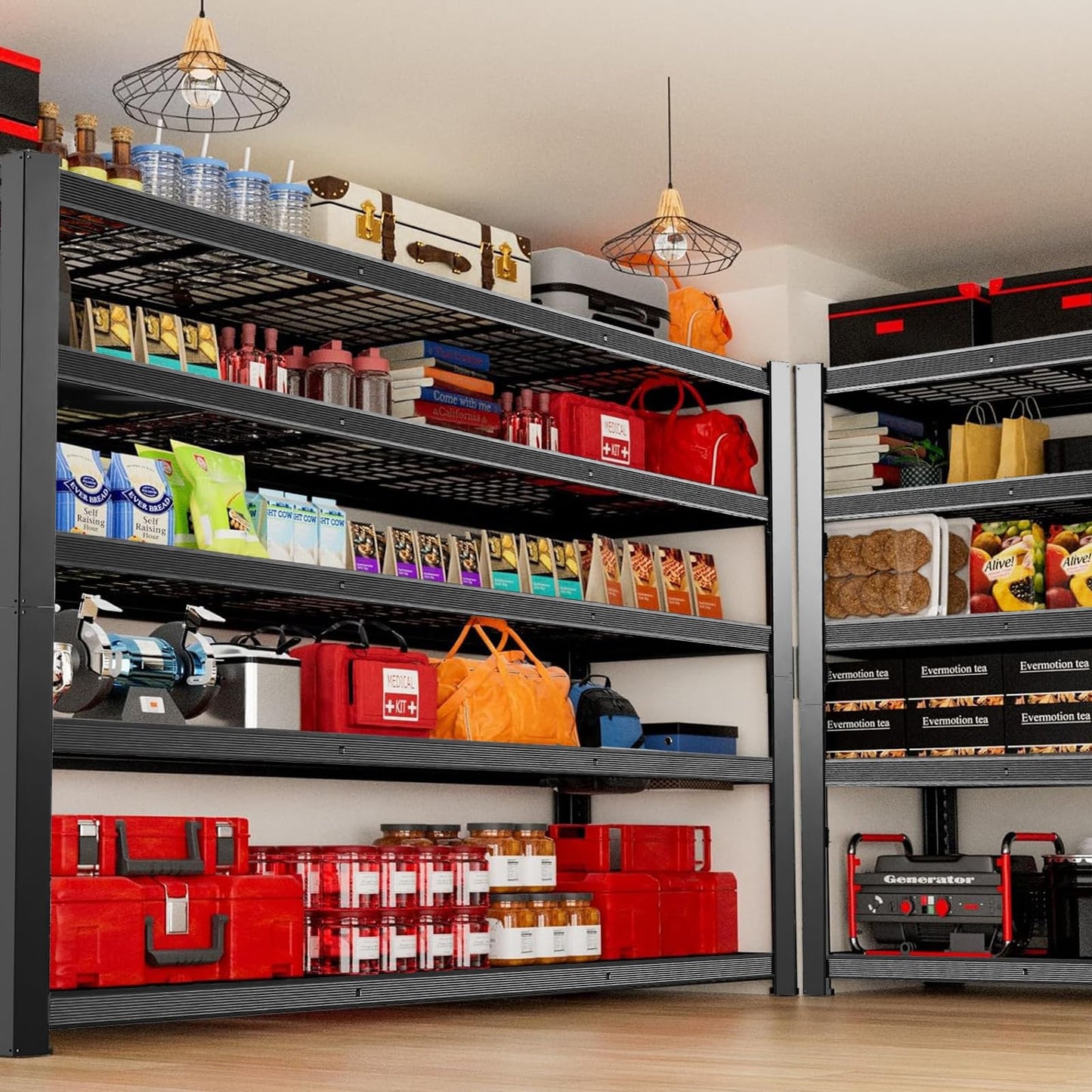 ZEUKMXOO 62" W 3050LBS Storage Shelves Unit,5 Tier Heavy Duty Metal Shelving Unit and Storage Large Rack,72" H x62 W x24 D Adjustable Metal Shelving Unit,Garage Shelves for Basement,Warehouse