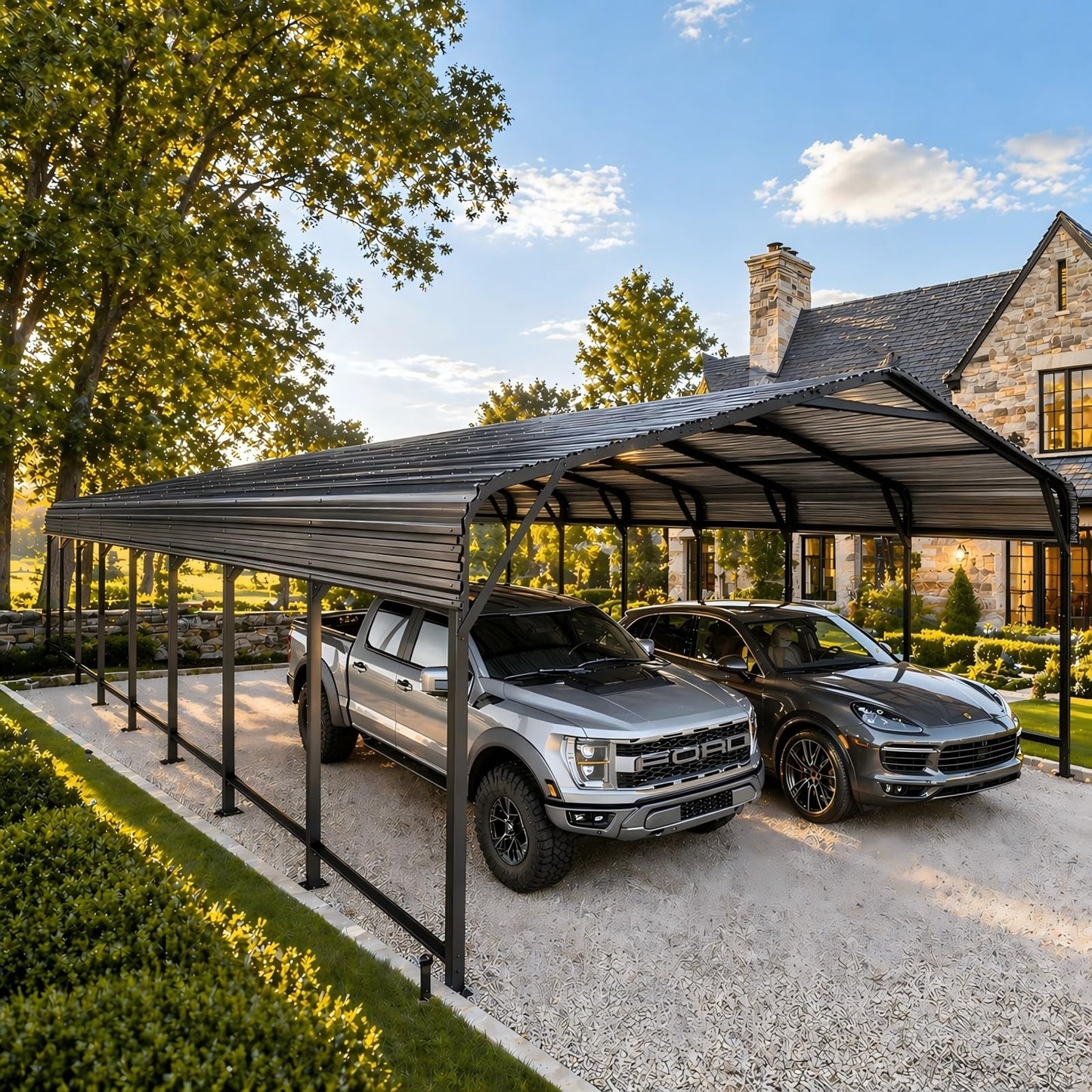 PABIMIA 20x40 Heavy-Duty Metal Carport, Galvanized Steel Shelter for Pickup Trucks, Boats, Cars & Tractors, All Weather Protection Outdoor Vehicle Cover