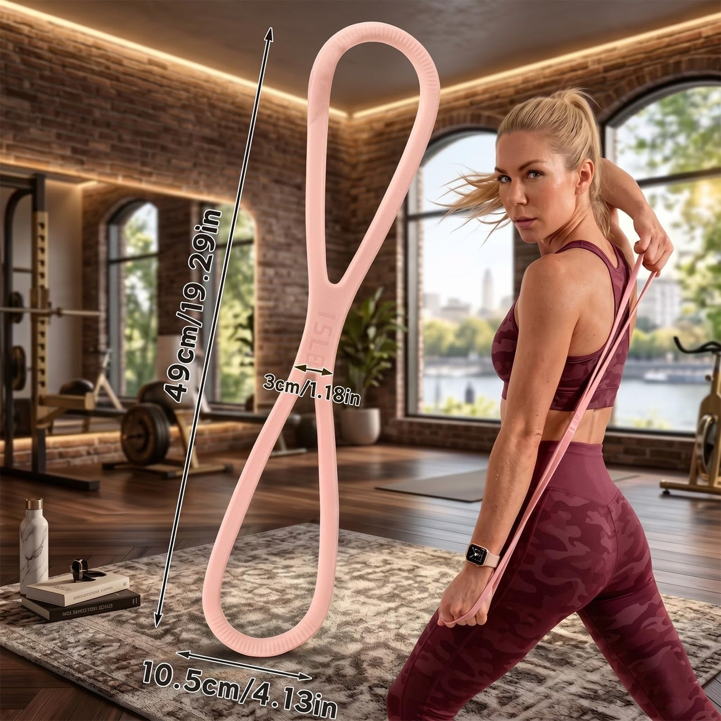Figure 8 Resistance Band Set of 3 (15/25/35lb) - High-Density Silicone Exercise Bands with Handles for Arms, Shoulder Opening & Back Stretching - Posture Corrector for Yoga, Pilates & Home Gym