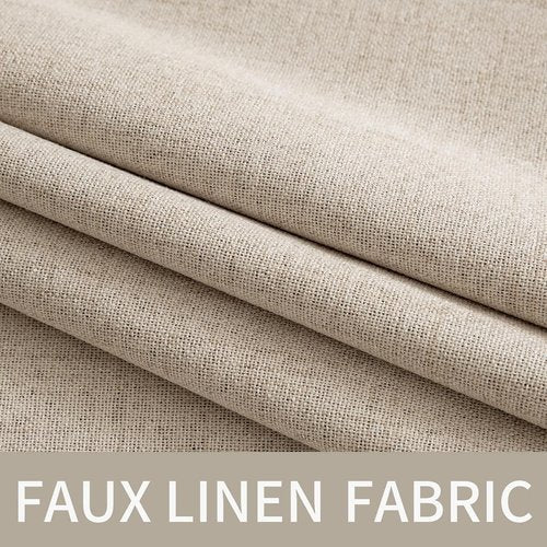 MIULEE 100% Blackout Linen Textured Curtains - Thermal Insulated Taupe Grommet Drapes | 52 x 96 Inch (2 Panels)