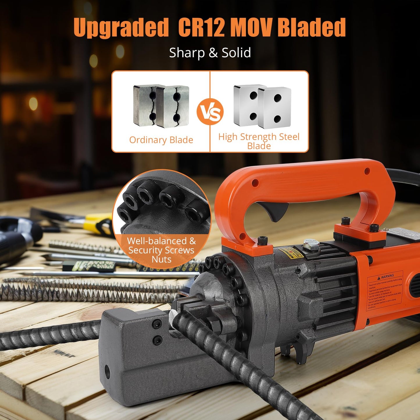 Electric Hydraulic Rebar Cutter, 1250W 110V, Cutting up to 3/4 in #6 4-20 mm Rebar, Steel, with Blades, Cutting Speed 3-3.5S, Concrete Construction Tools Heavy Duty (1250W RC-20)