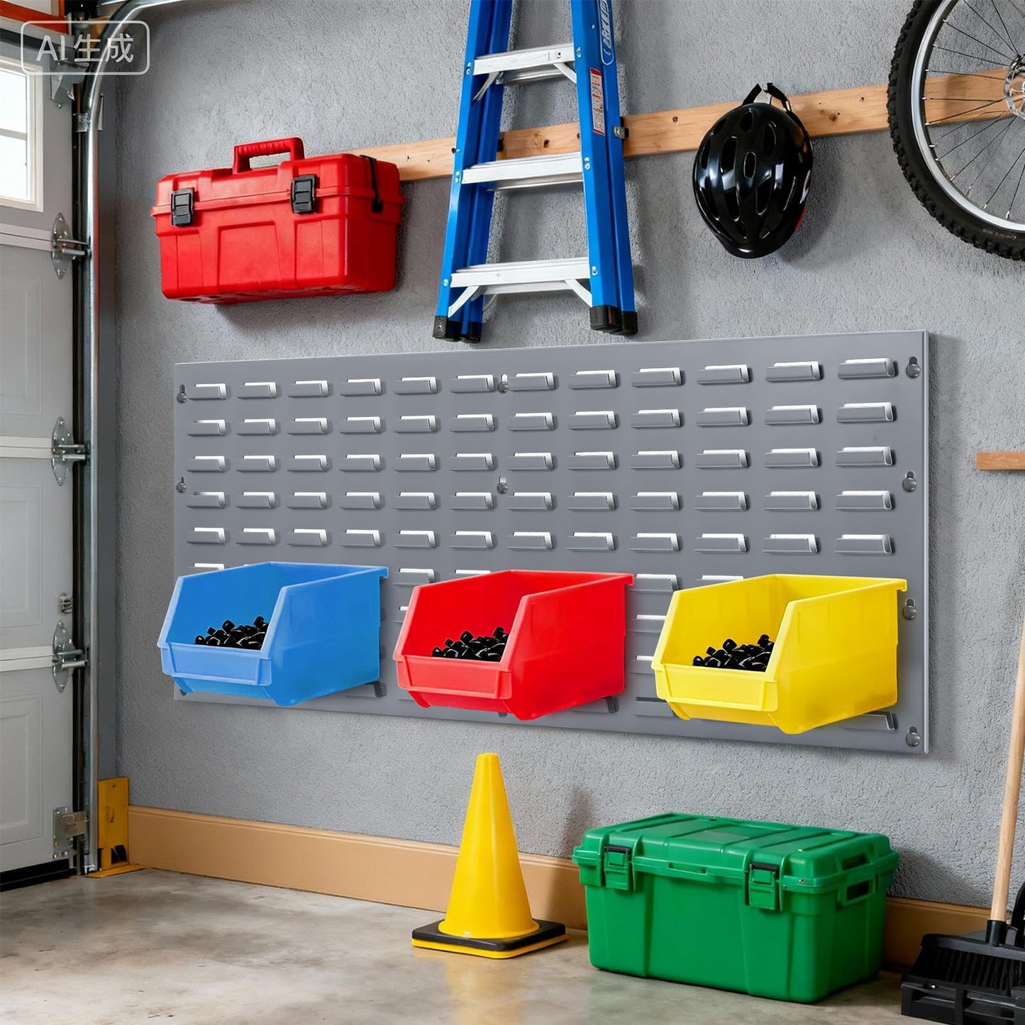 Zonon 2 Pack Louvered Panels Steel Garage Organizer 36 x 19 Inches Heavy Duty Wall Mounted Rack for Hanging Storage Bins Garage Wall Cabinet Tool Organization Peg Board